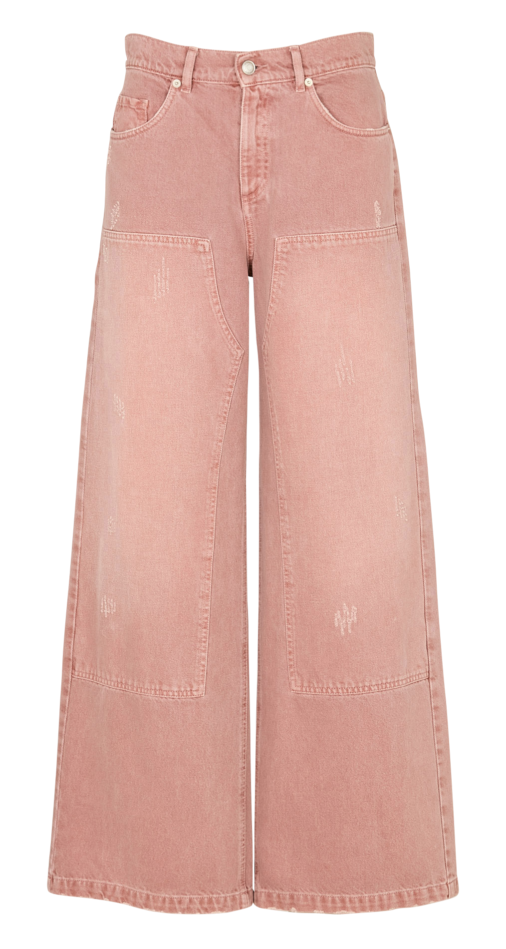 Hoch geschnittene Wide-Leg Jeans mit Used-Effekt IKKS Rosa
