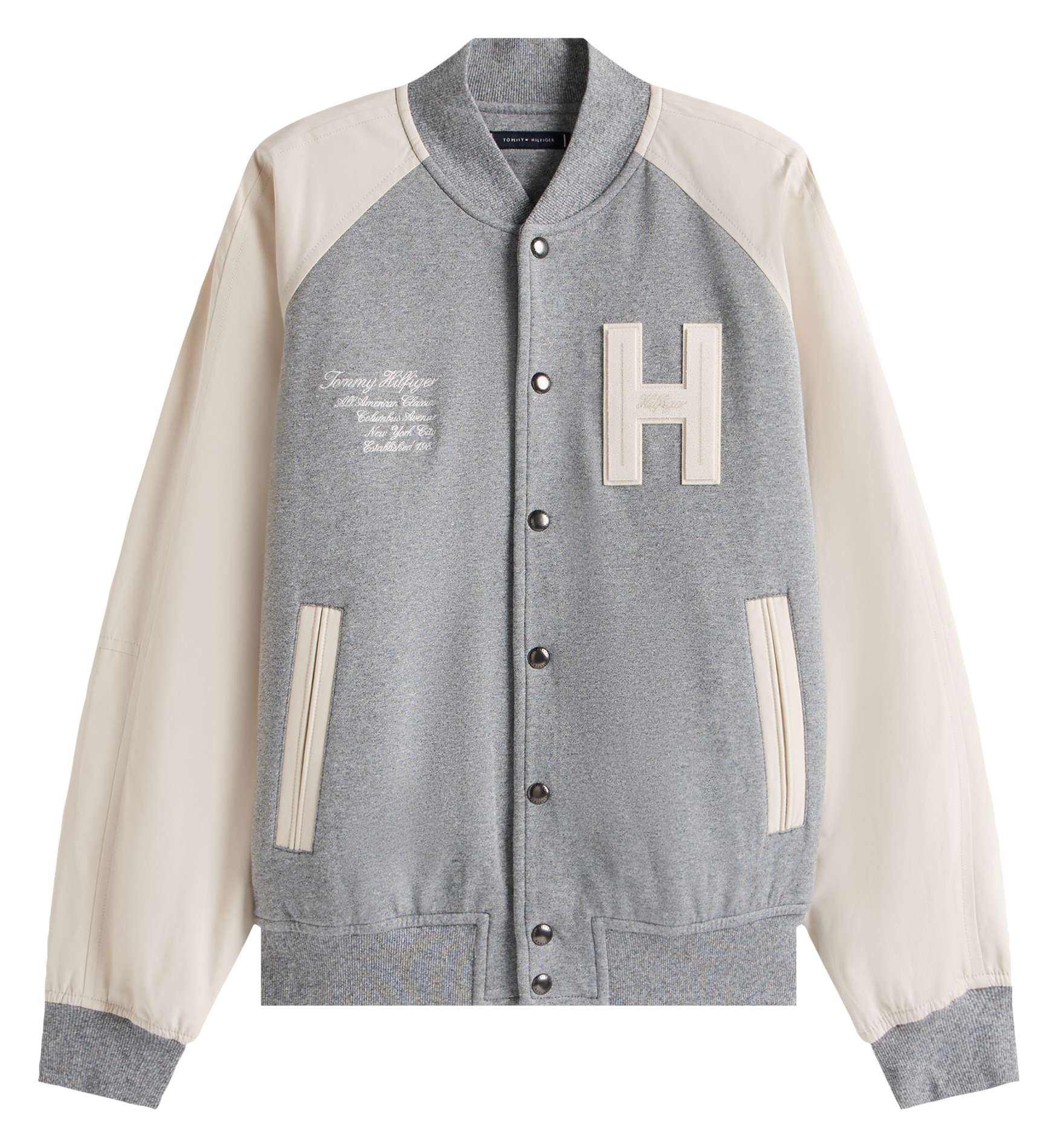 Blouson droit col teddy en coton mélangé TOMMY HILFIGER Gris