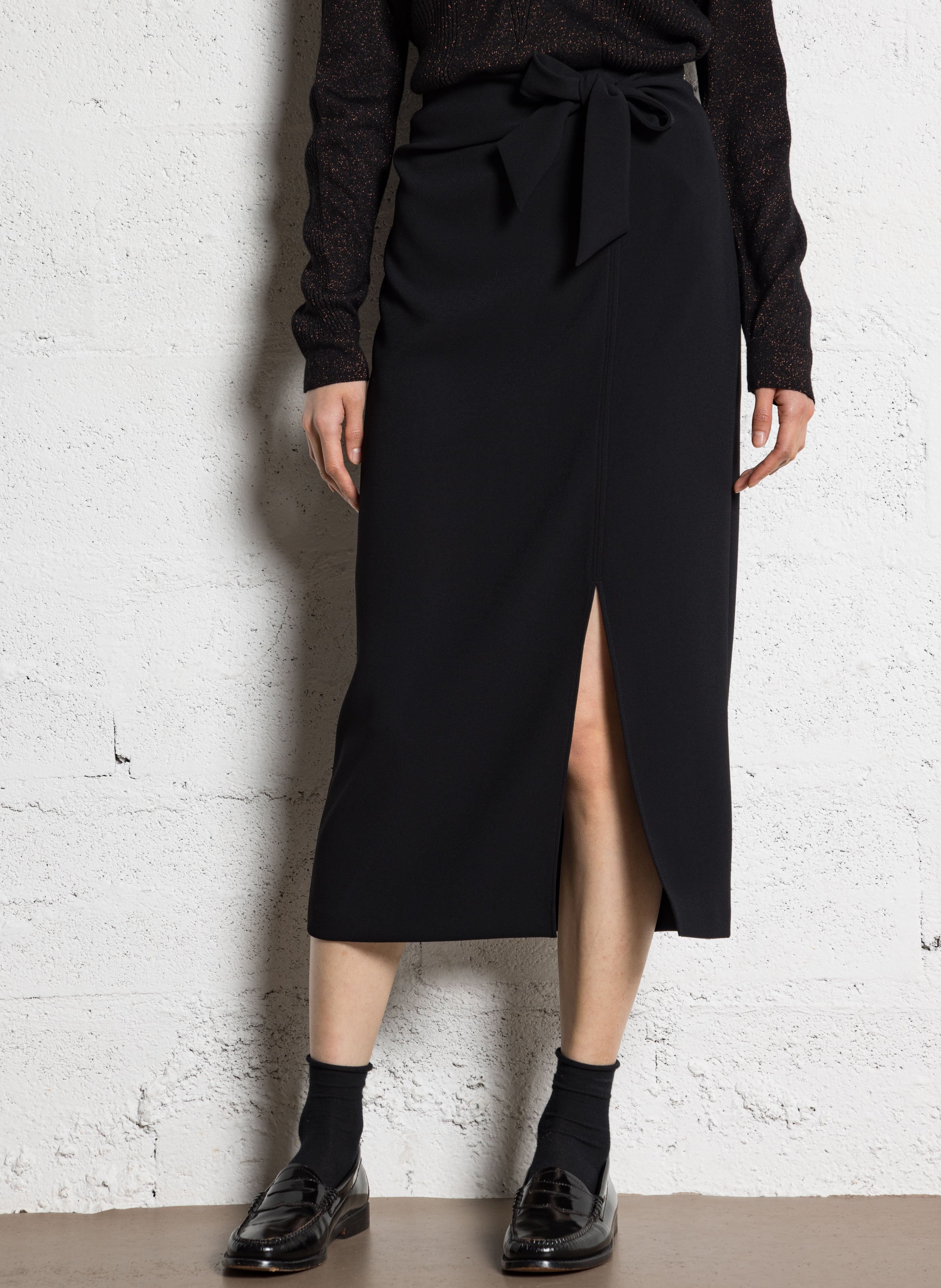 Midi skirt with split I CODE Black