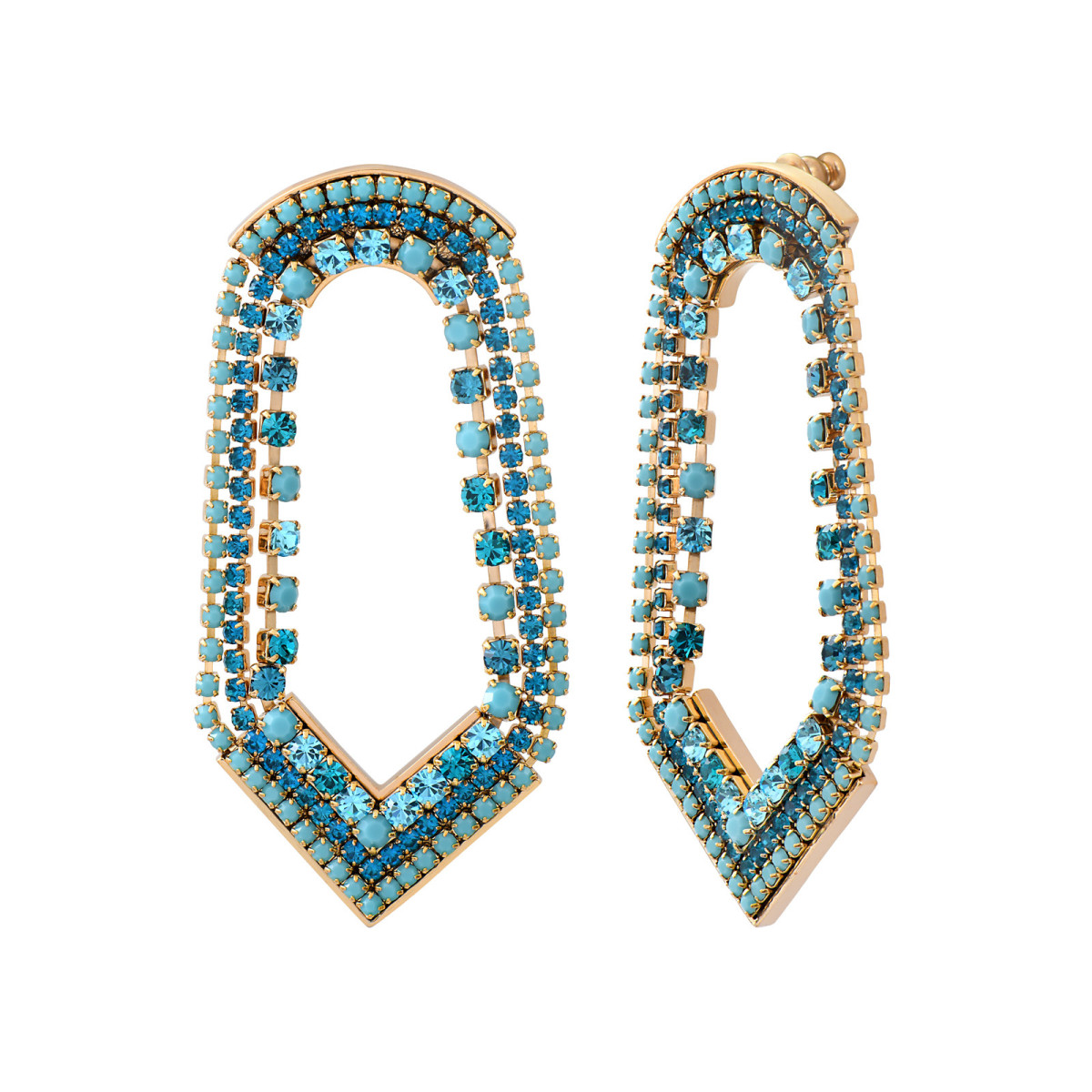 Boucles d'oreilles percées maxi cristaux prestige SATELLITE PARIS Bleu