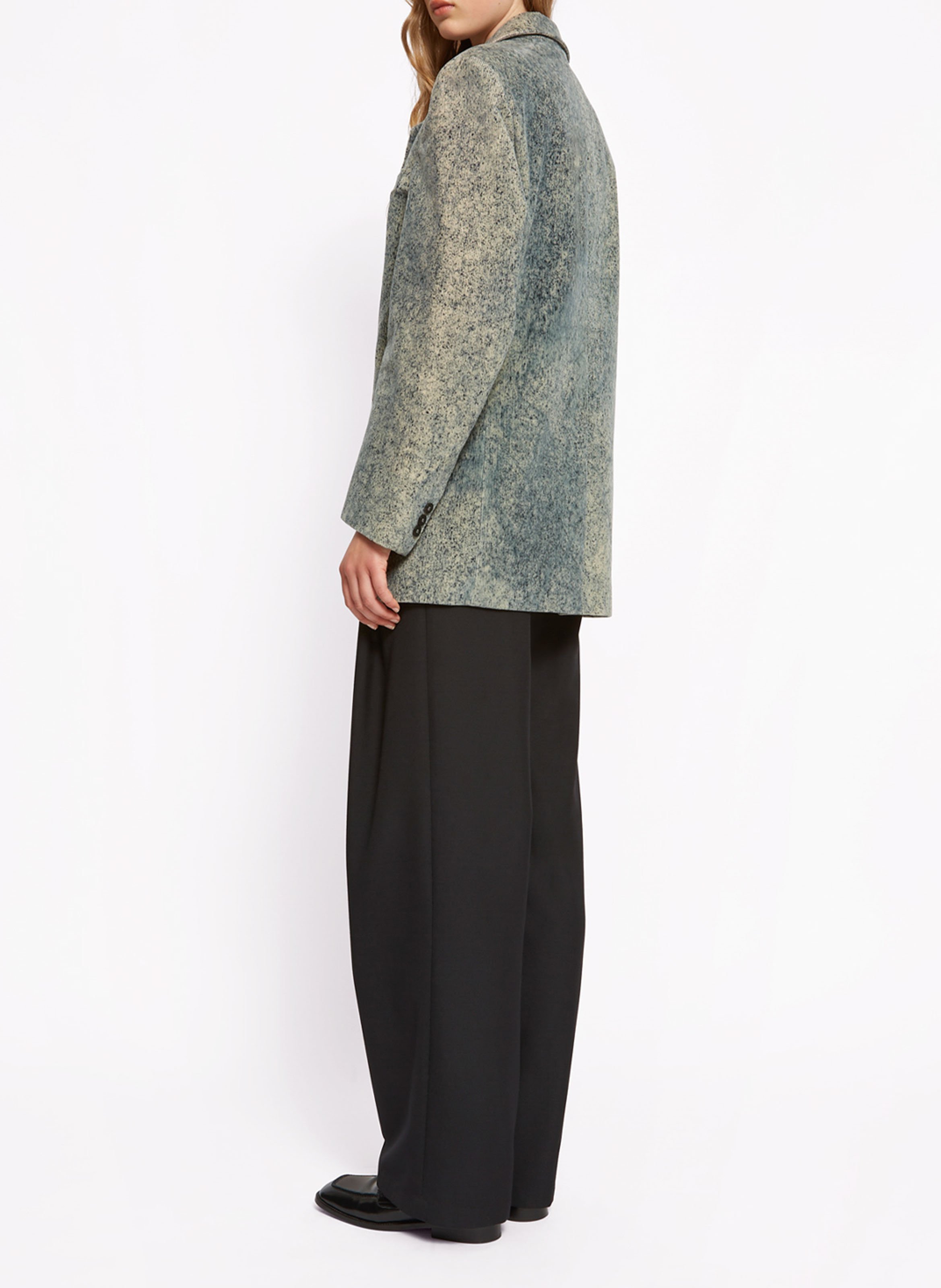 Veste droite col tailleur en velours côtelé ROSEANNA Bleu