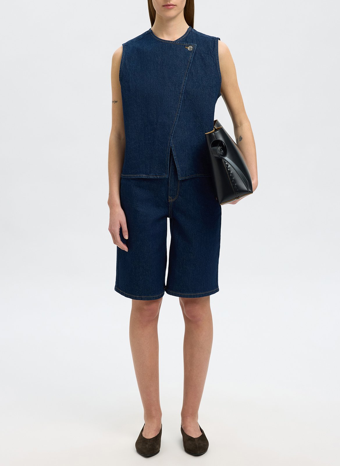 Top en jean droit SELECTED Bleu