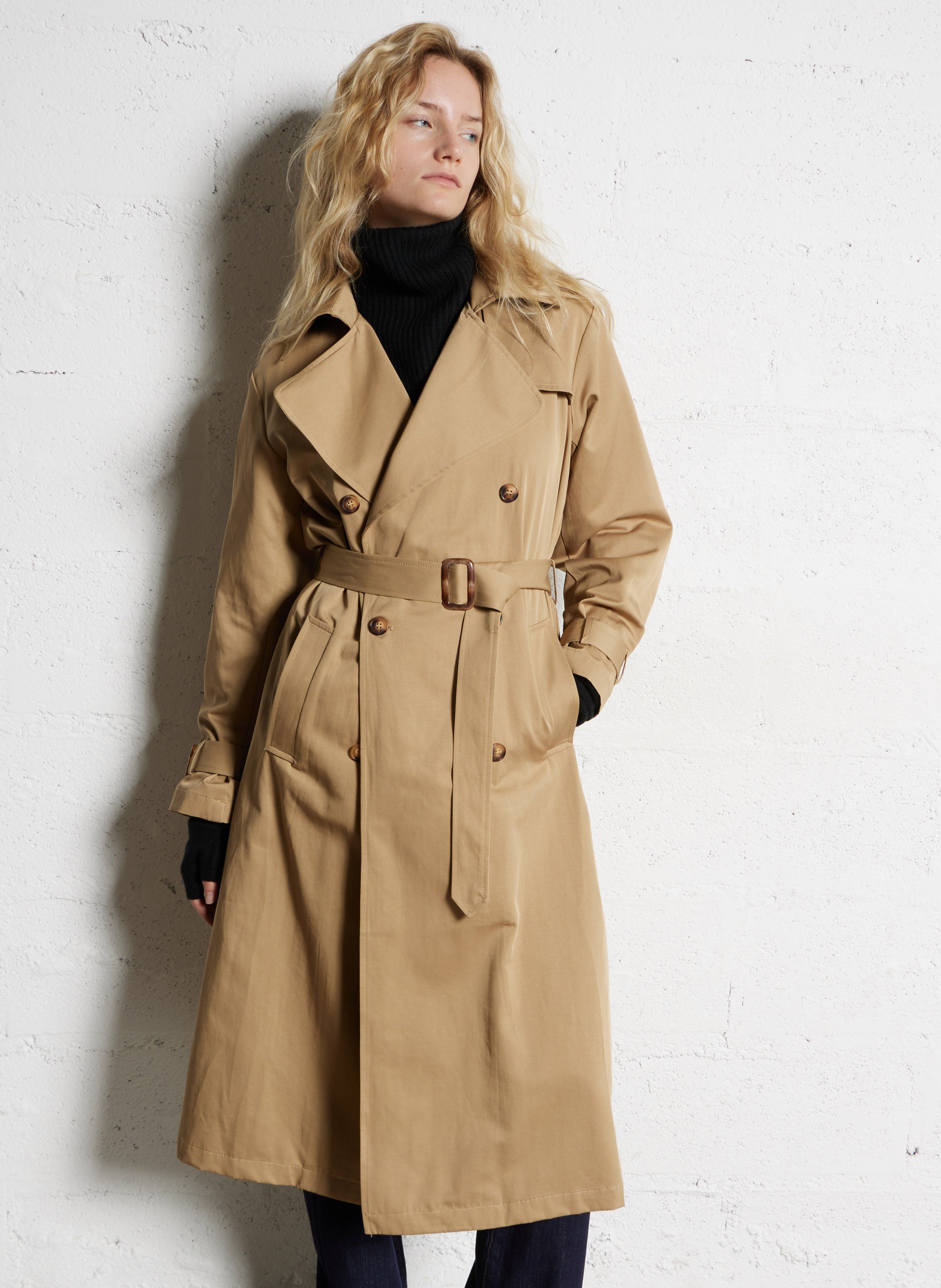 Trench-coat droit en coton mélangé LA PETITE ETOILE Beige