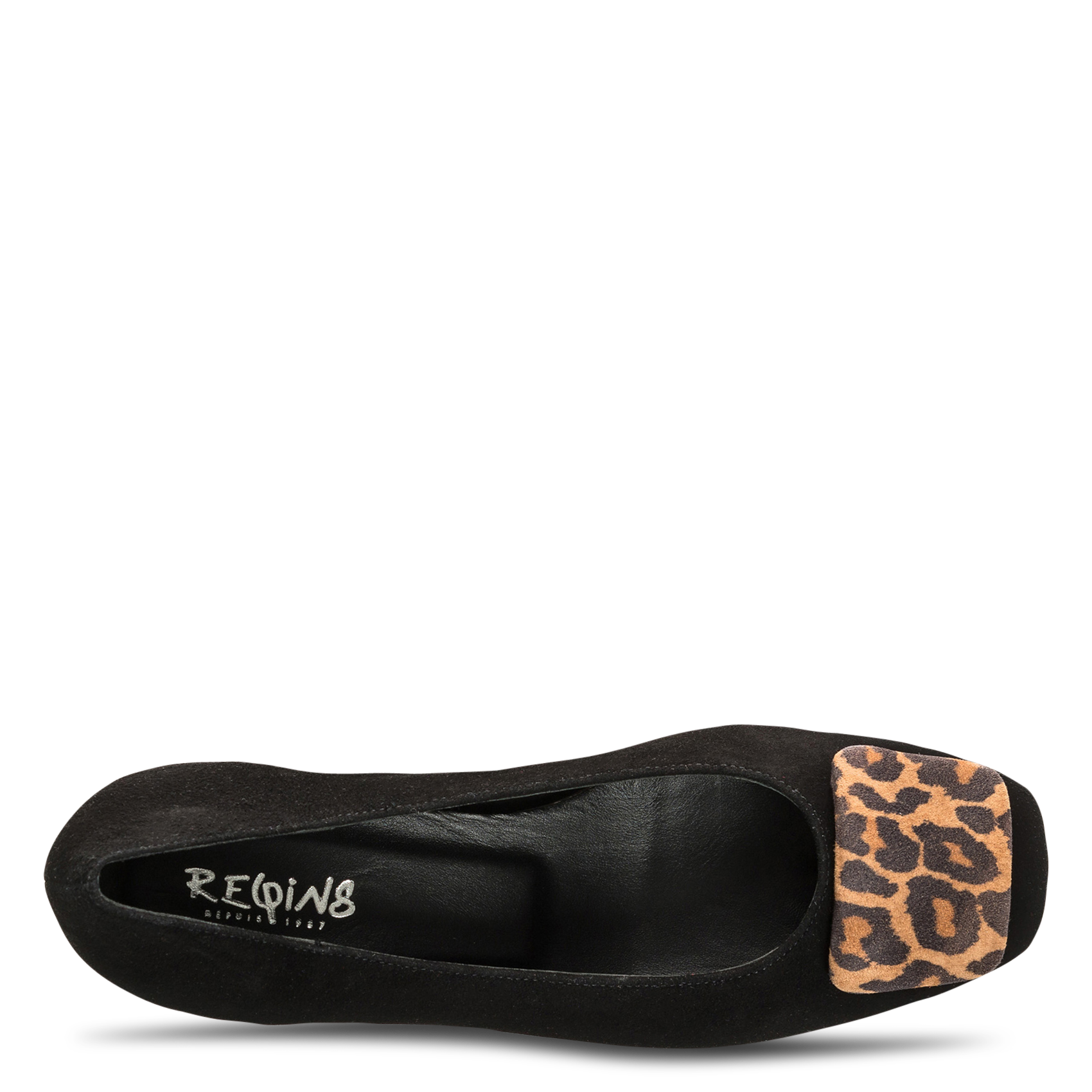 Pumps met luipaarddetails in leer REQINS Zwart