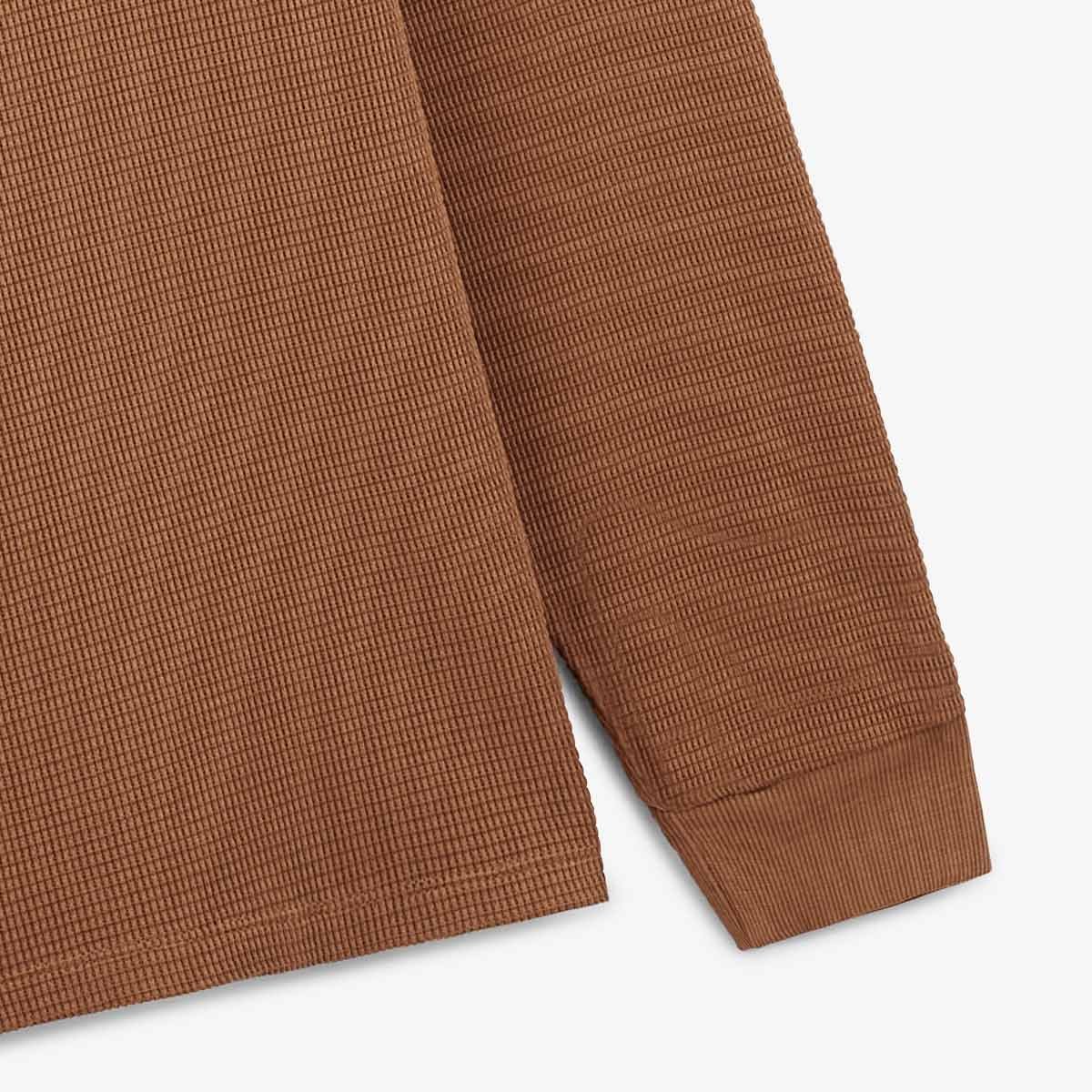 Long-sleeved waffle fabric polo SERGE BLANCO Brown