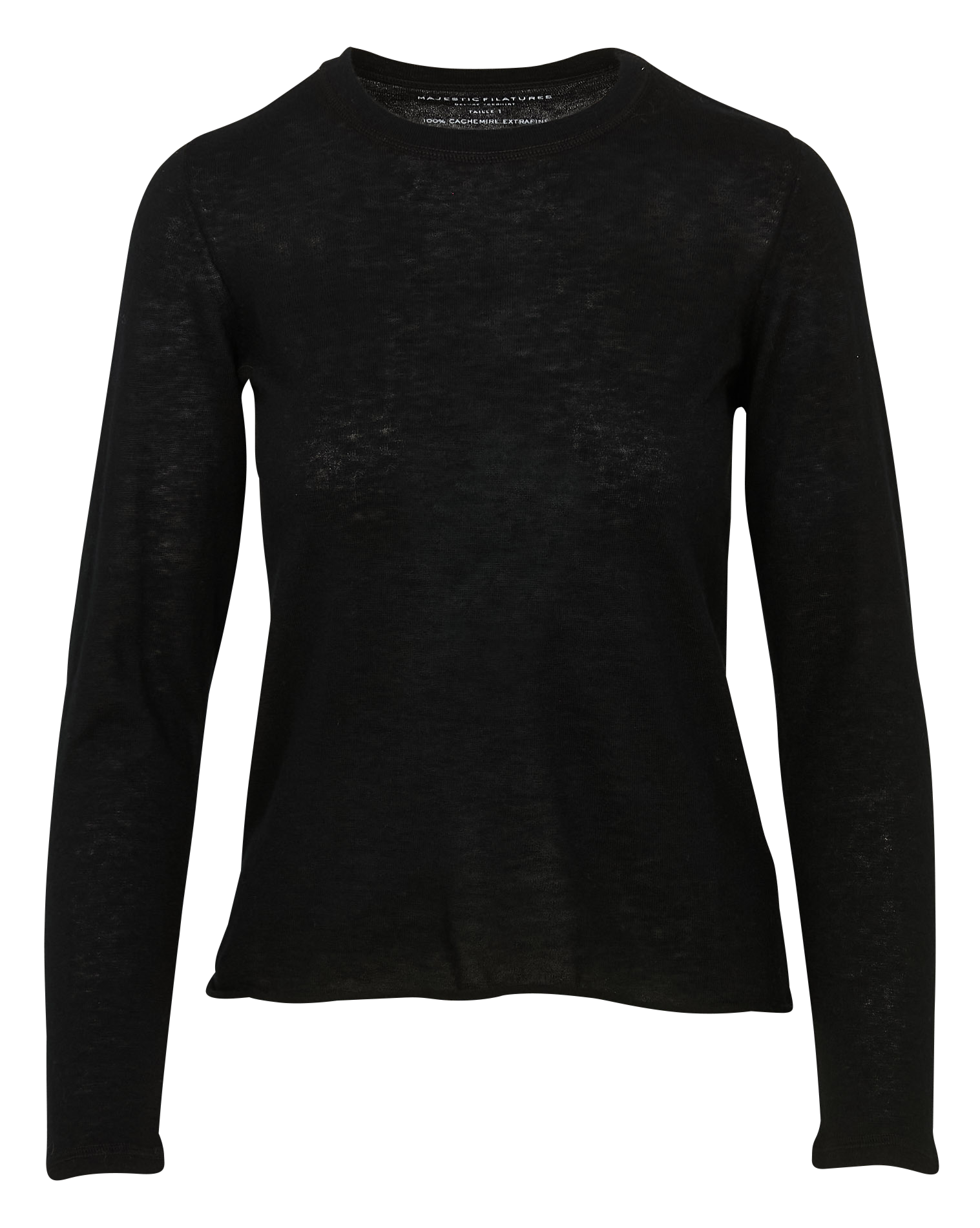 Pull droit col rond en cachemire MAJESTIC FILATURES Noir