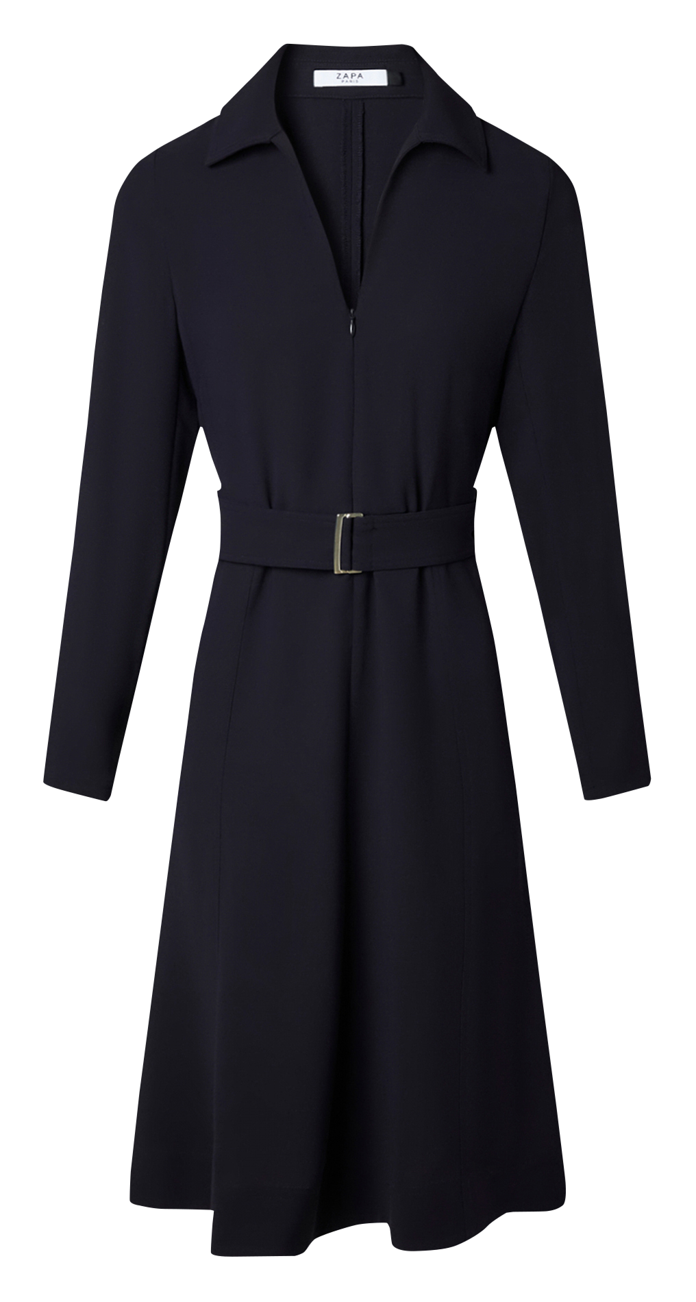 Fitted long dress with classic collar ZAPA Blue