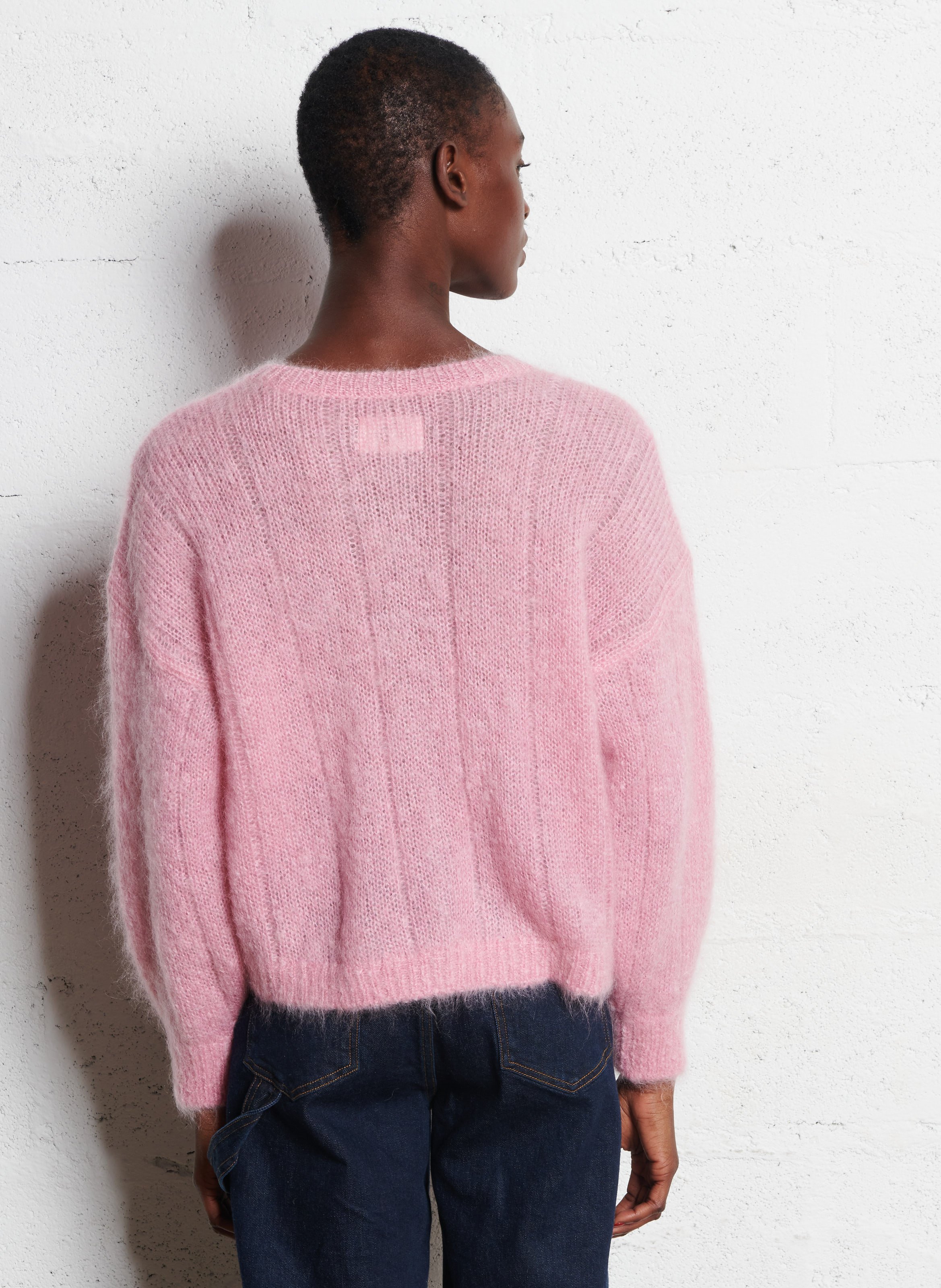 Oversized fluffy wool blend vest DES PETITS HAUTS Pink