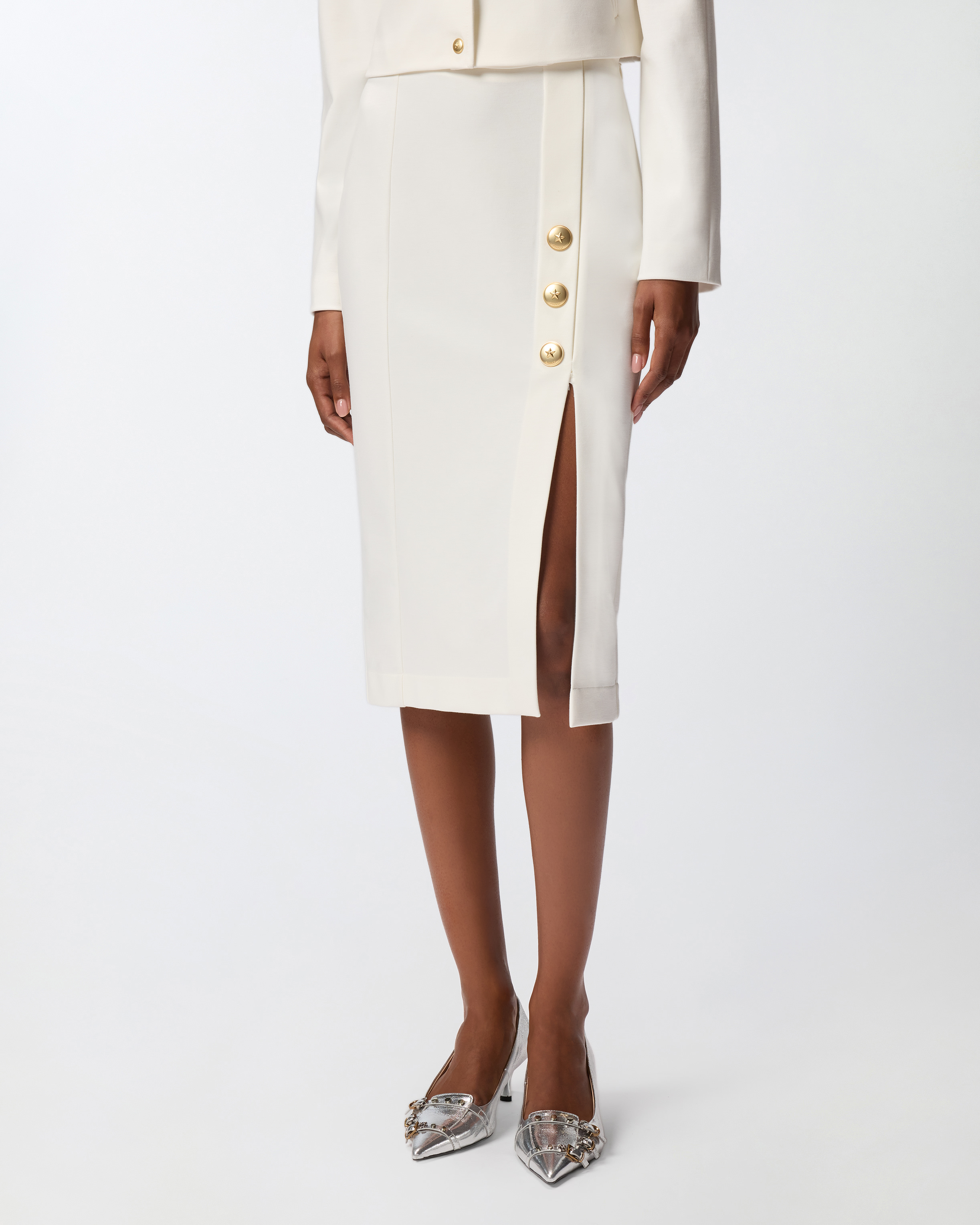 Pencil skirt in Roma knit fabric PINKO White