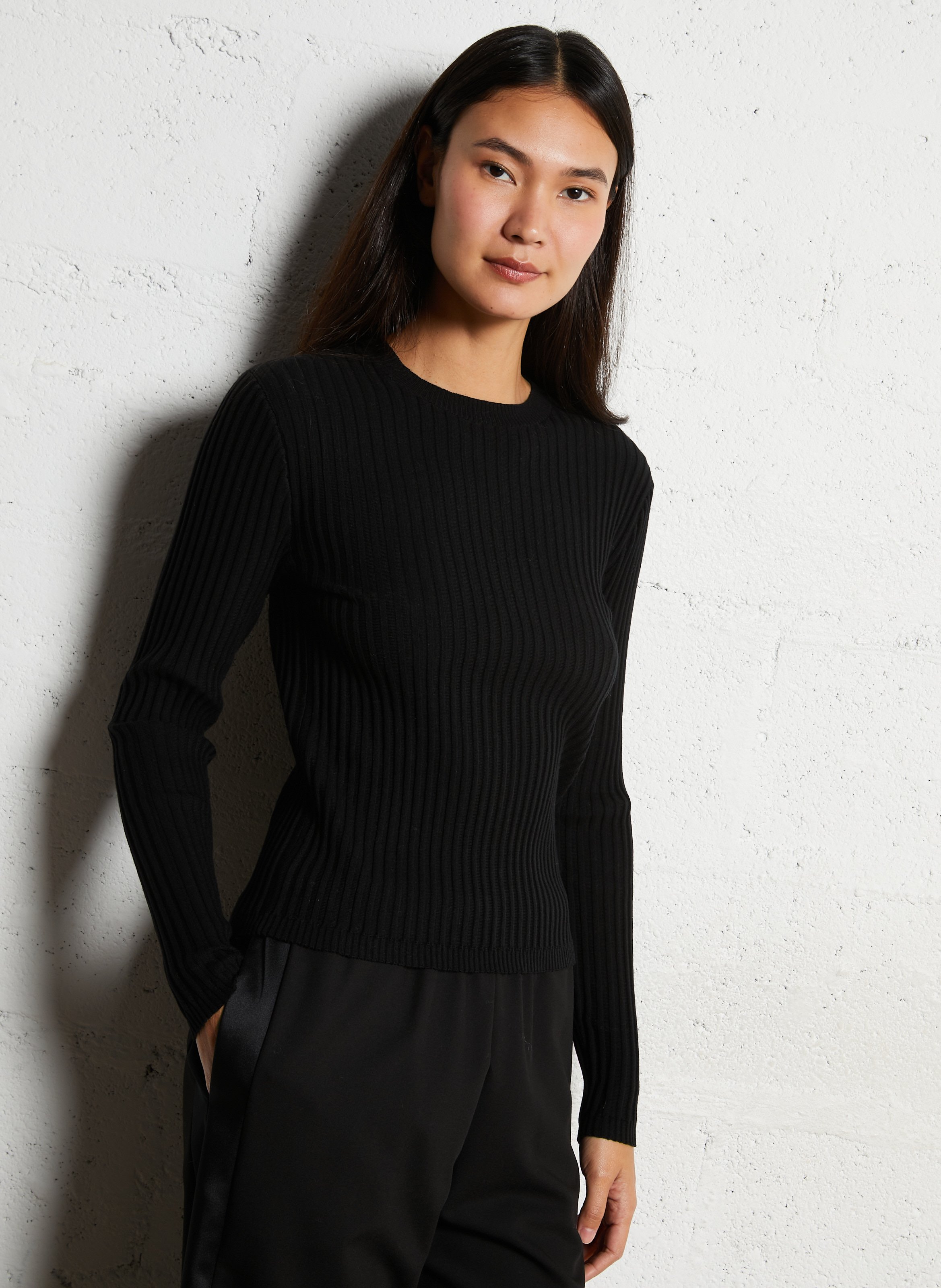 Cotton and wool sleeveless sweater with lacing MAISON 123 Black