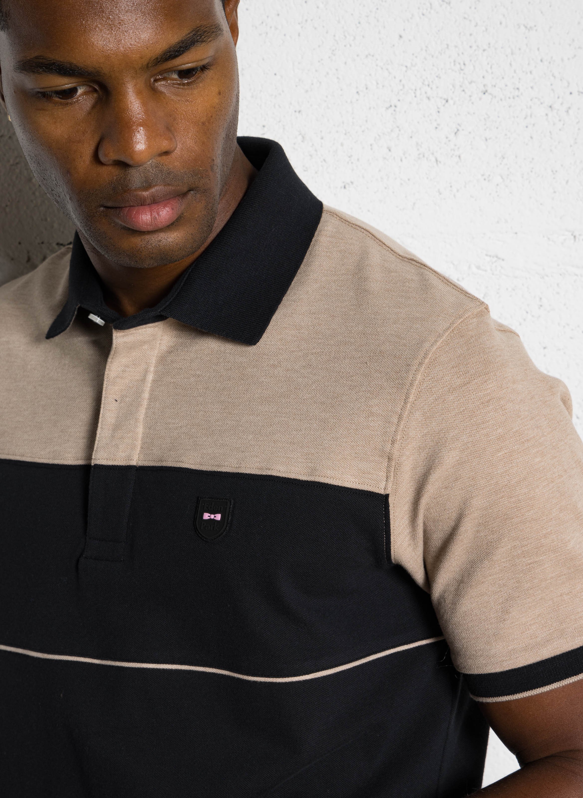 Polo droit en coton mélangé EDEN PARK Noir