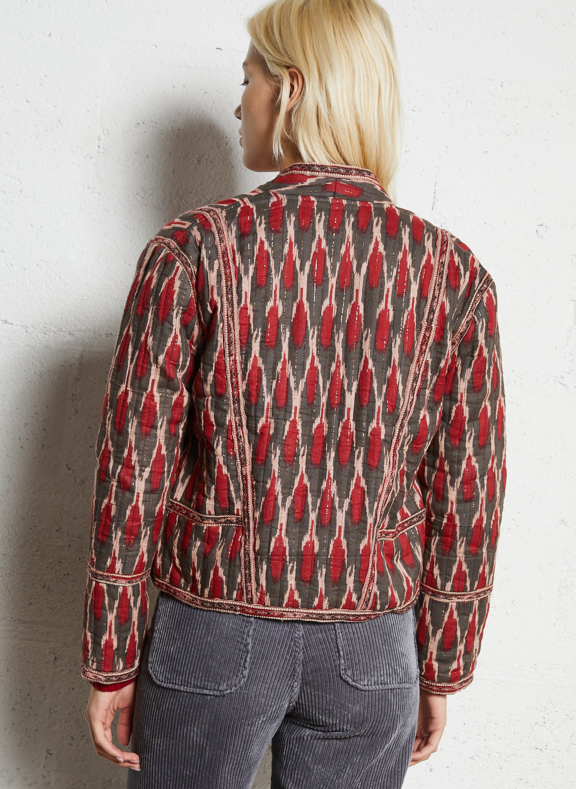 Veste droite en coton mélangé imprimé MAISON HOTEL Rouge