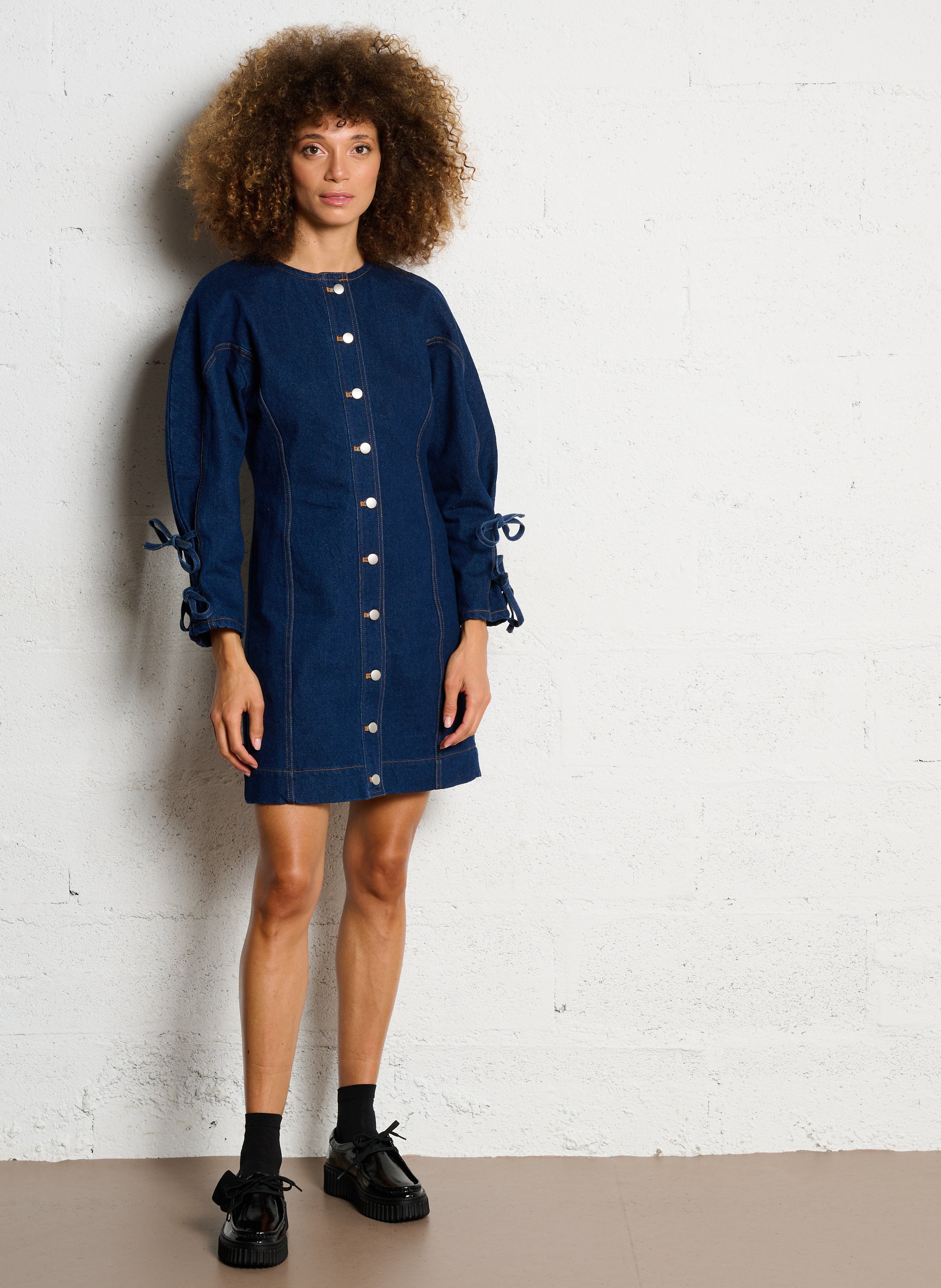 Robe en jean ajustée en coton  THE TINY BIG SISTER Bleu