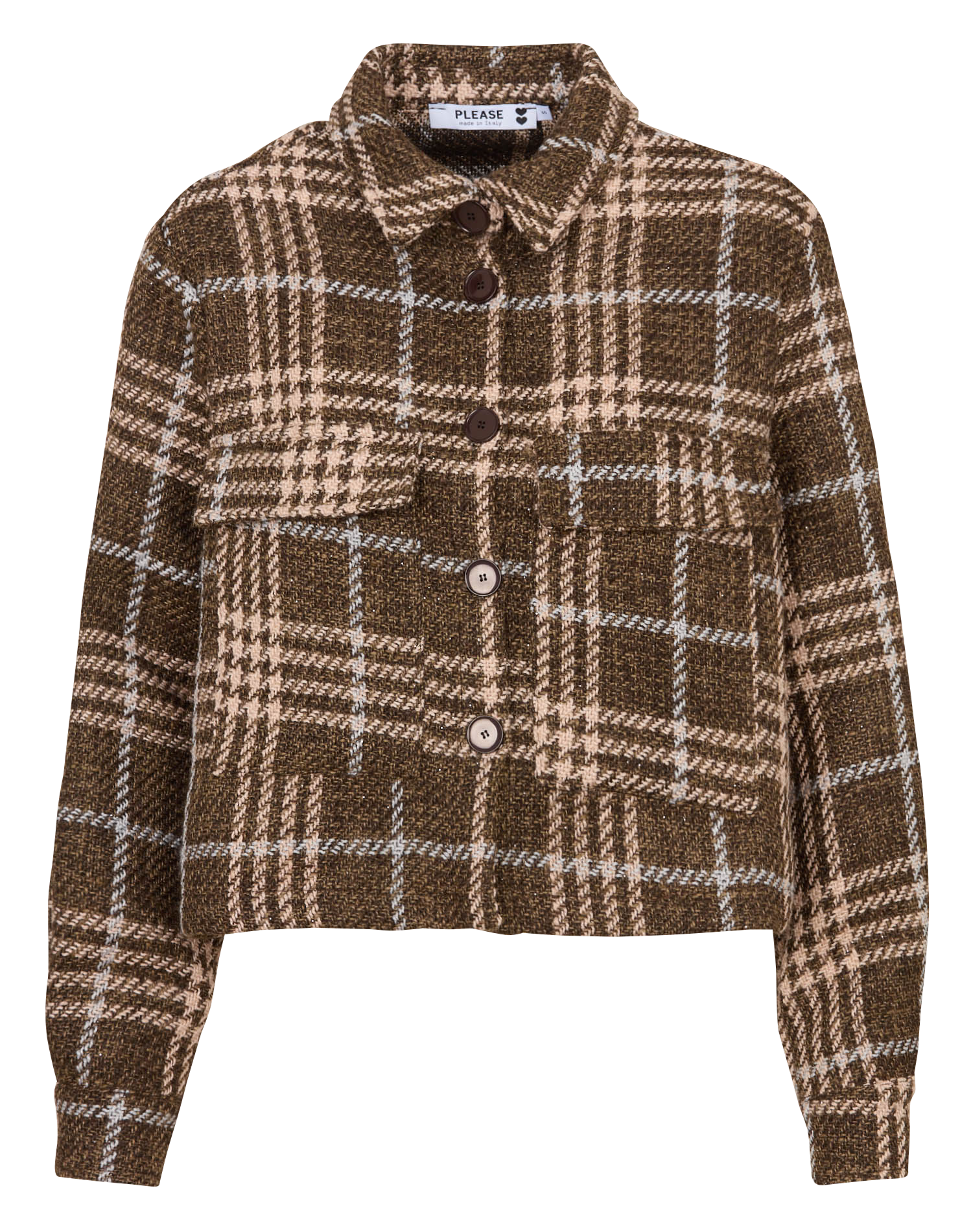 Veste col classique à carreaux PLEASE Marron