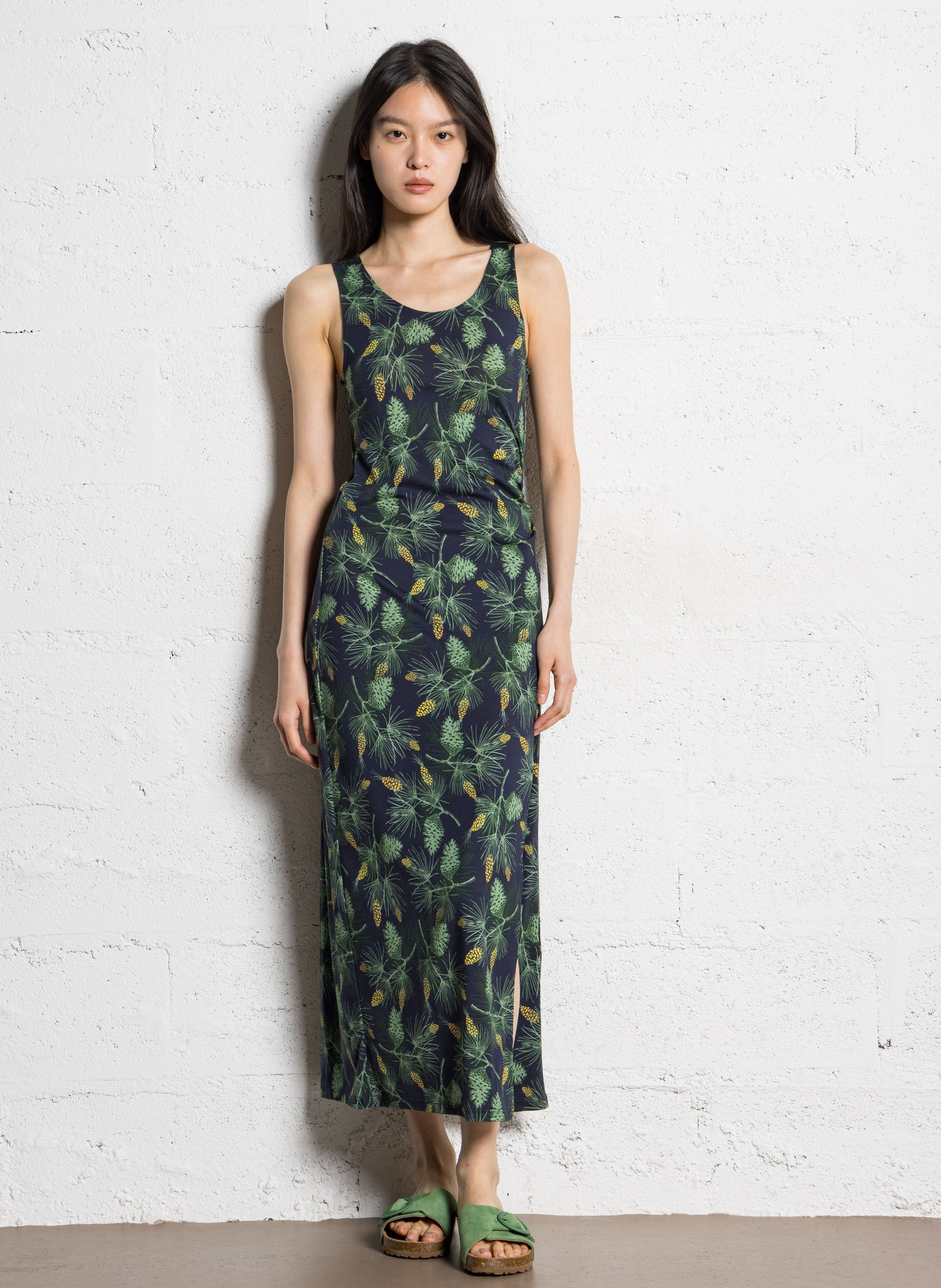 Robe midi imprimée col rond NICE THINGS Bleu