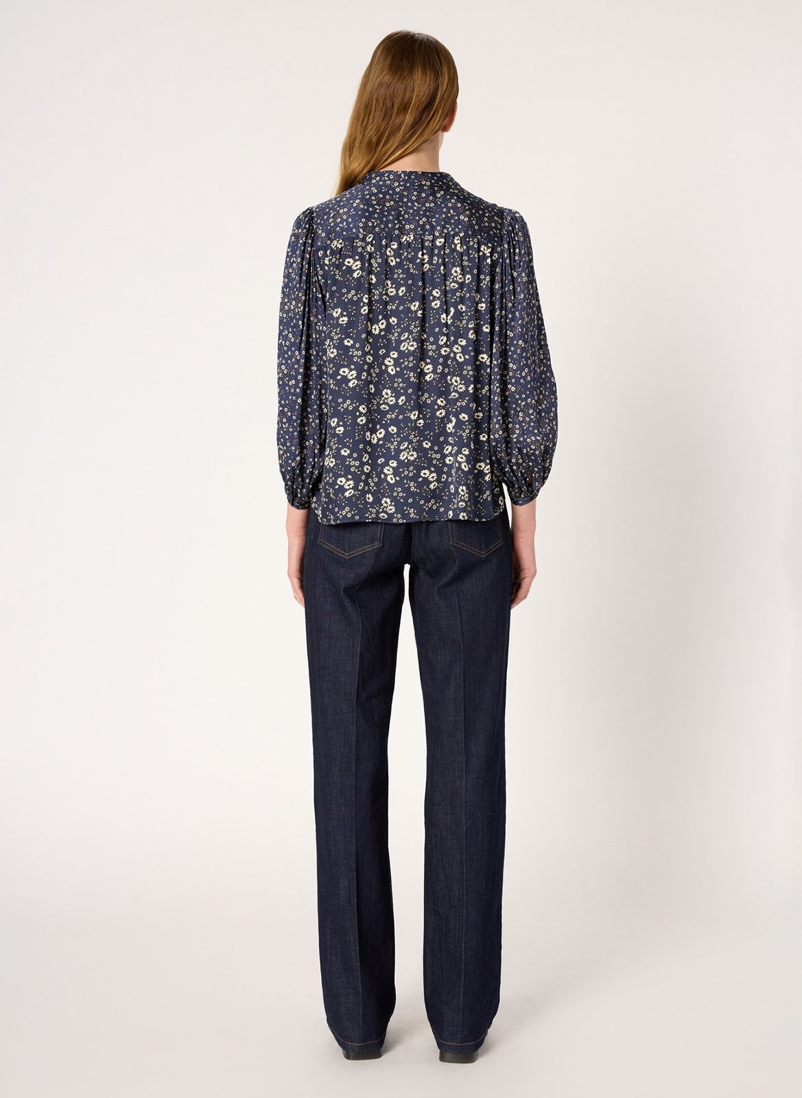 Blouse col mao à imprimé fleuri GERARD DAREL Bleu