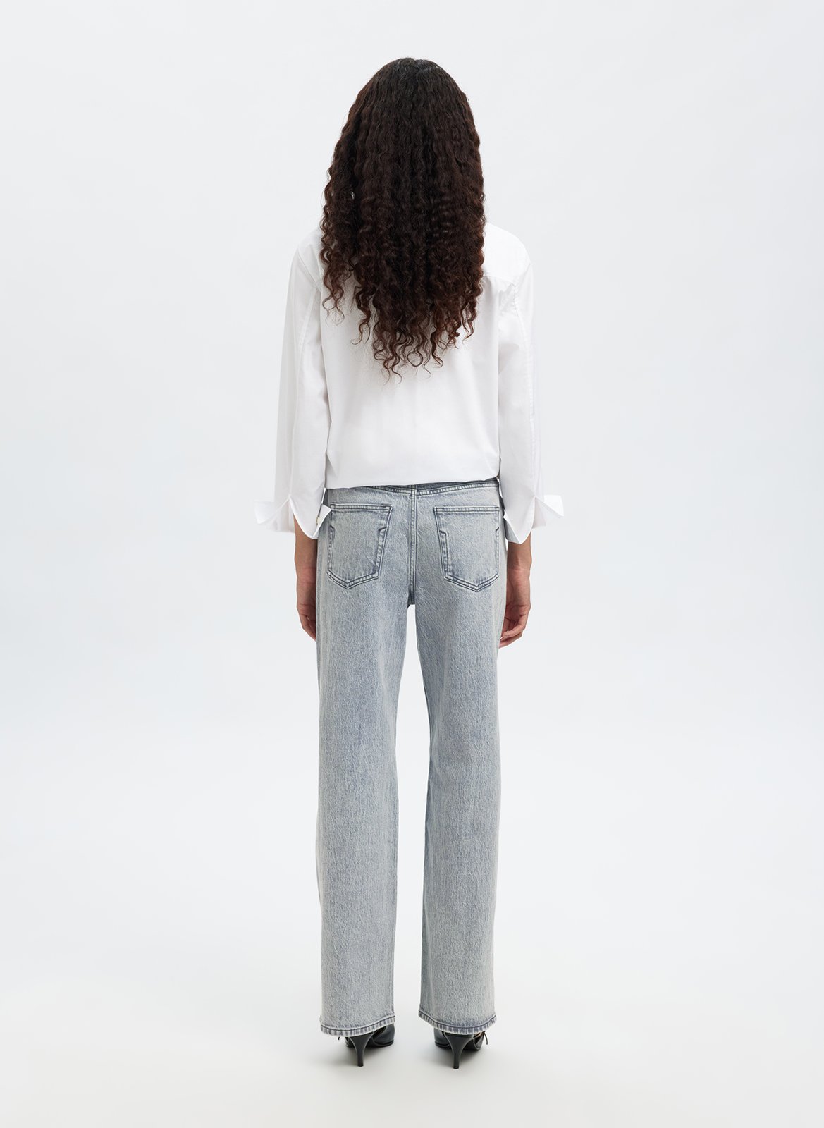 Organic cotton-blend bootcut jeans SELECTED Grey