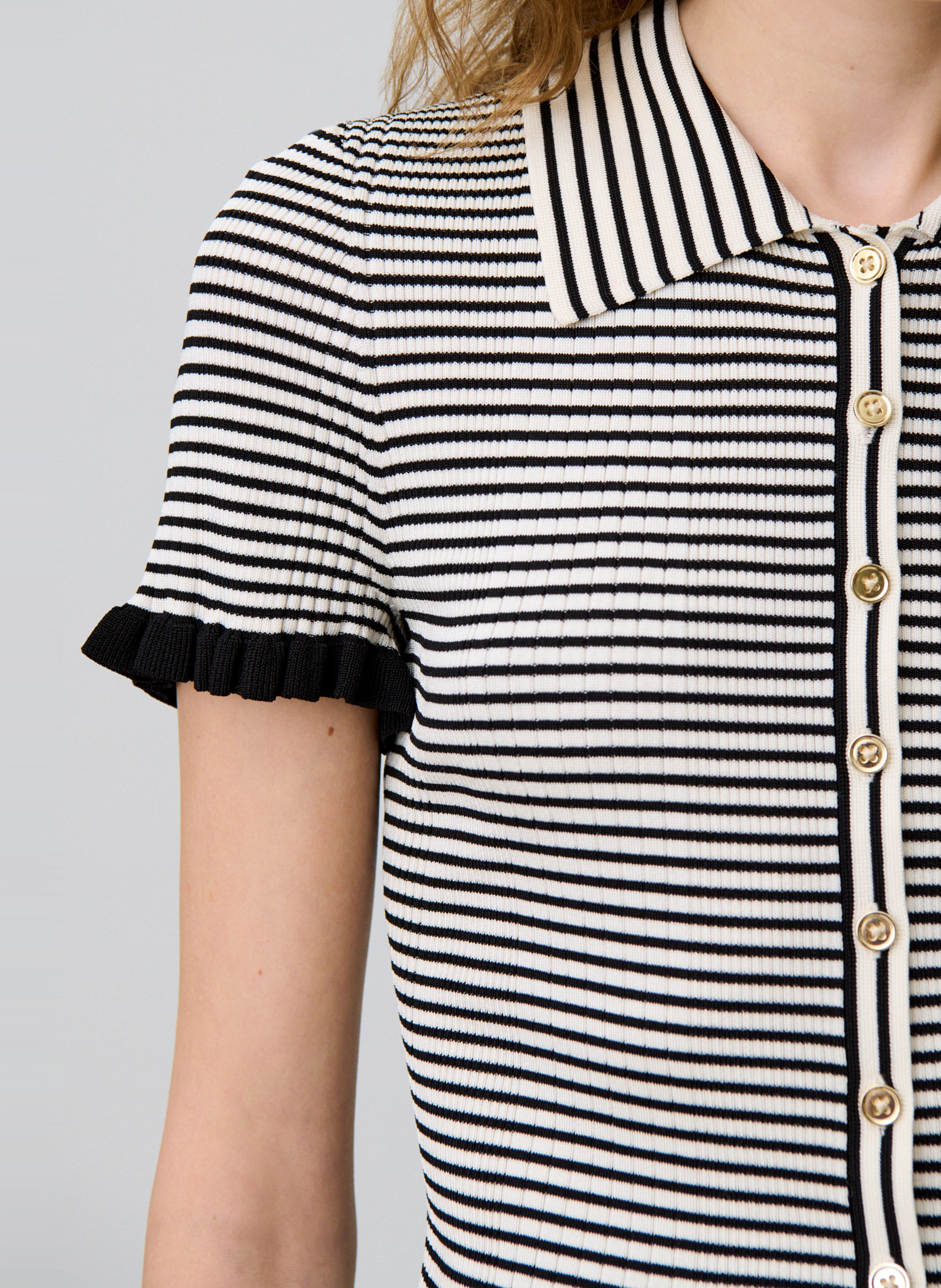 Top col classique à rayures CLAUDIE PIERLOT Beige