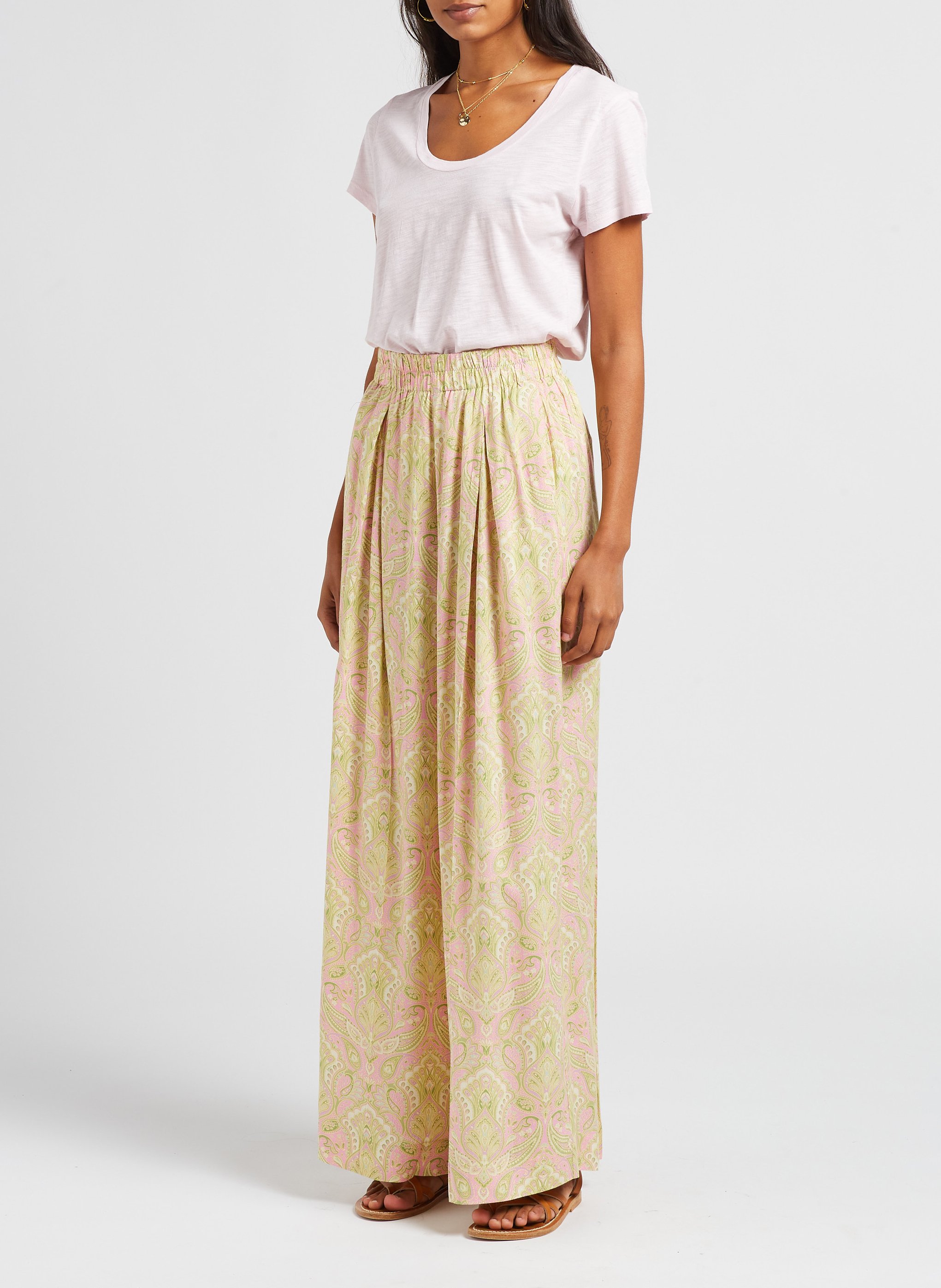 Tee-shirt col rond en coton mélangé AMERICAN VINTAGE Rose