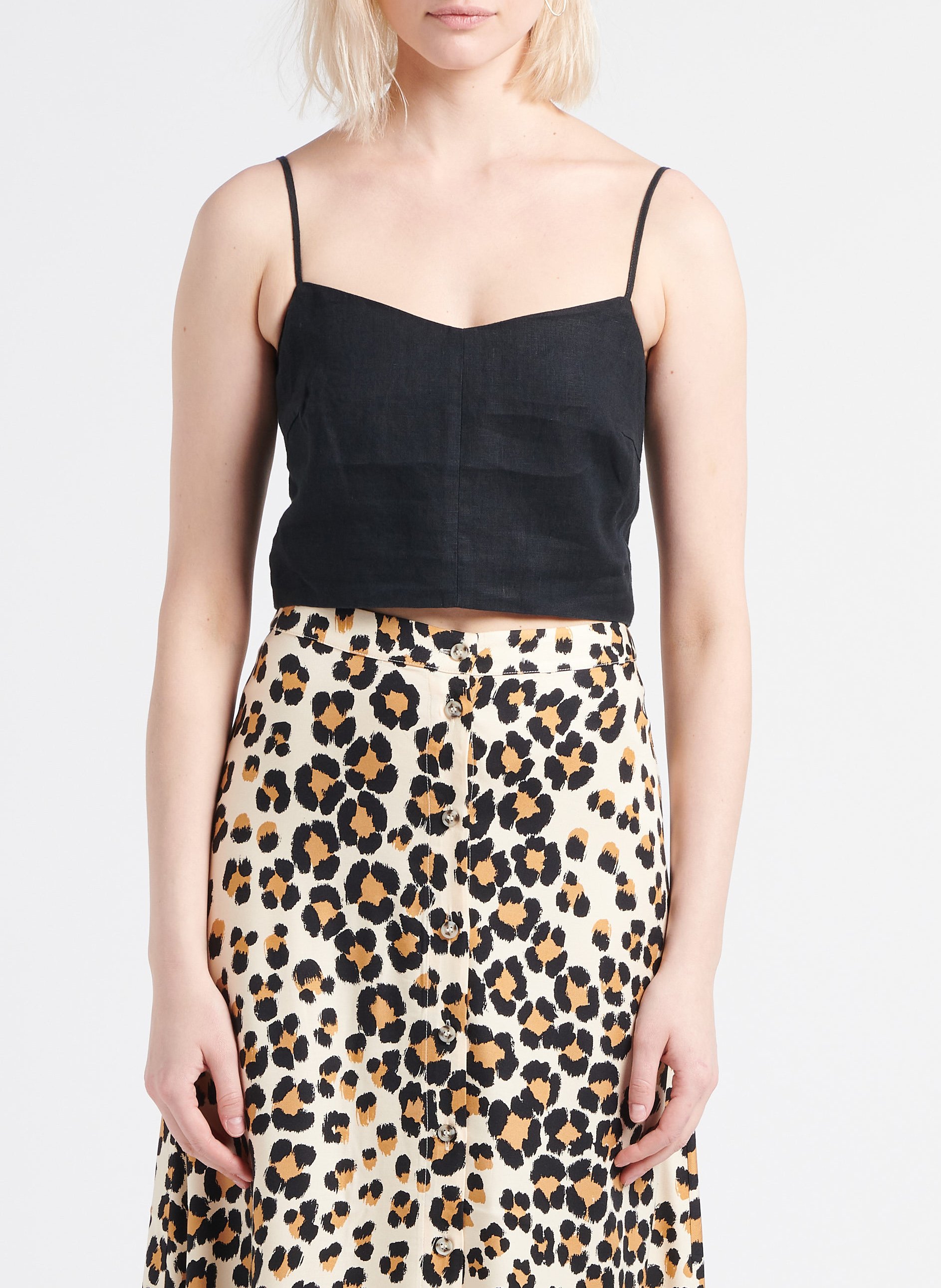 Top court sans manches en lin  MAX&Co. Noir