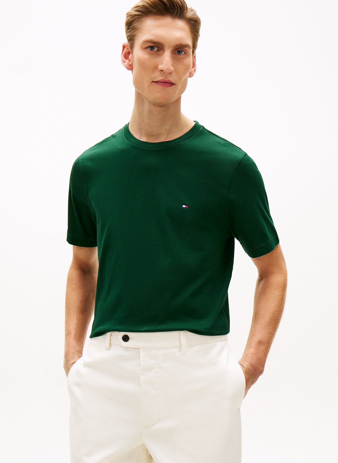 Round-neck cotton T-shirt  Nocturnal green