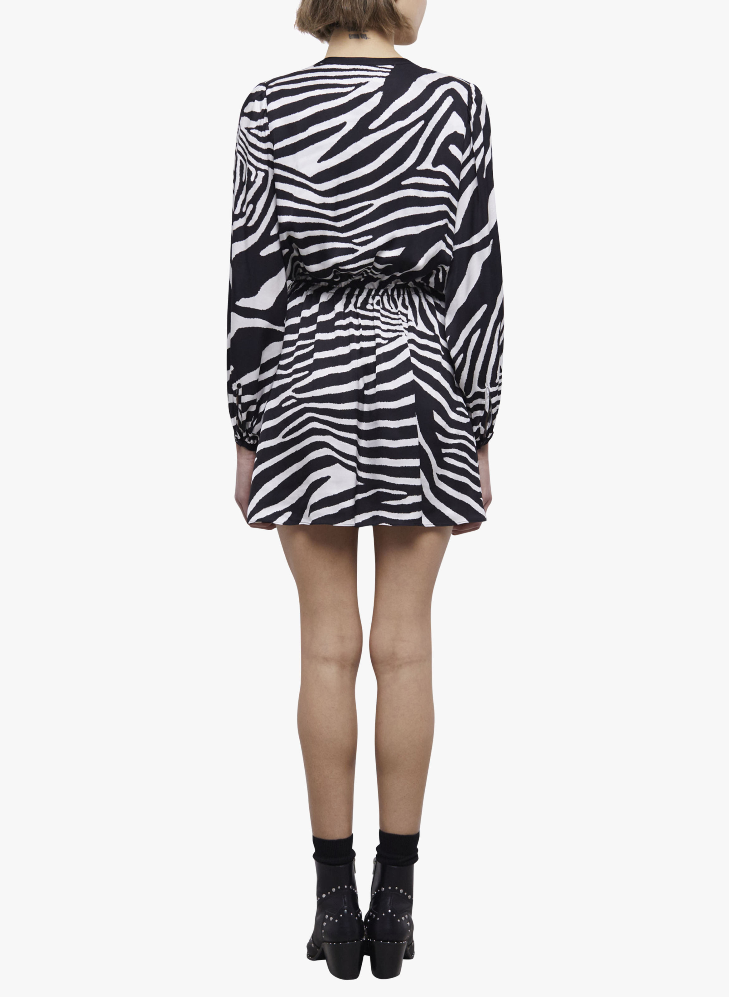 Robe courte col tunisien imprimée zèbre  THE KOOPLES Noir