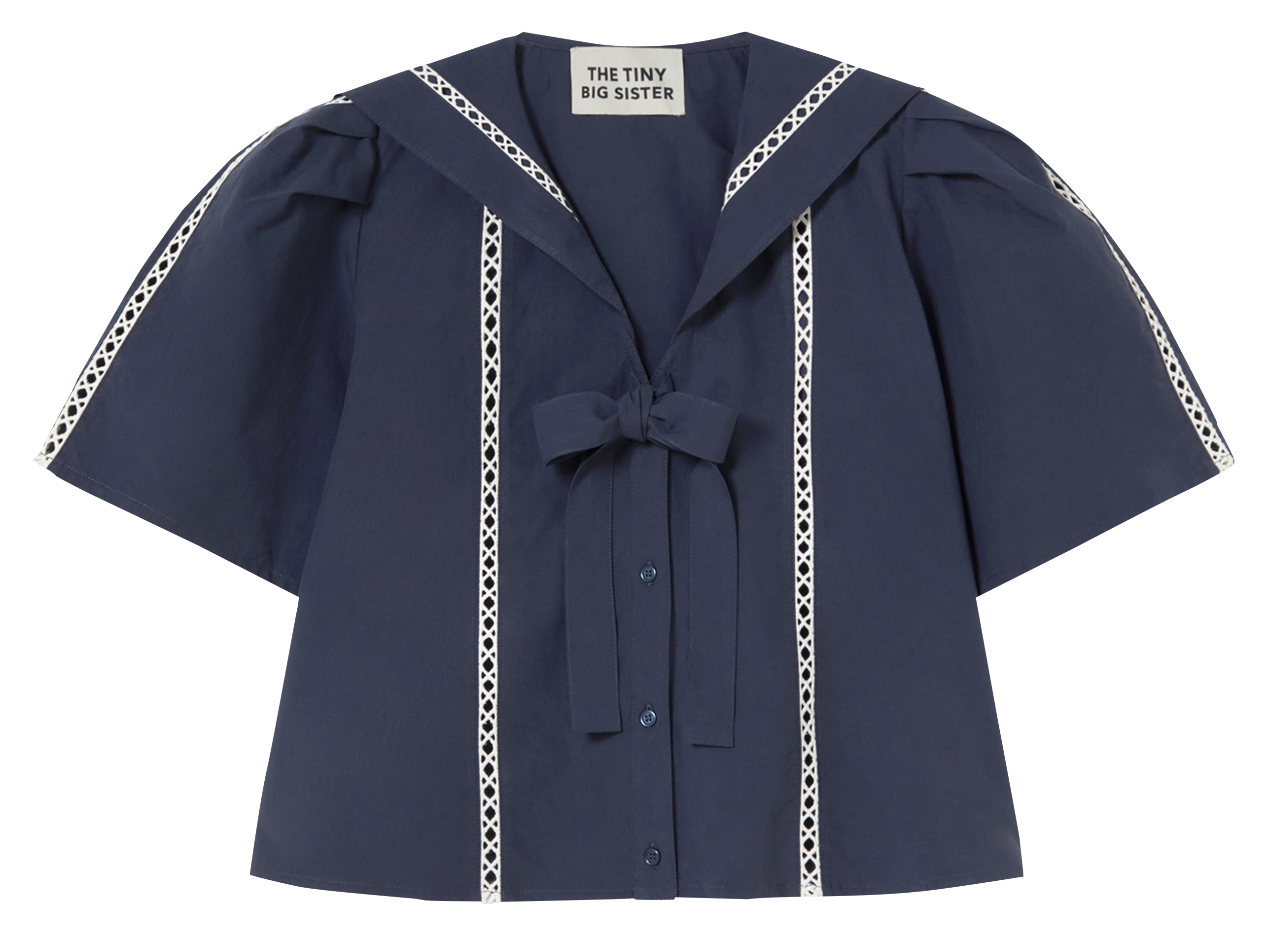 Short-sleeved cotton blouse THE TINY BIG SISTER Blue