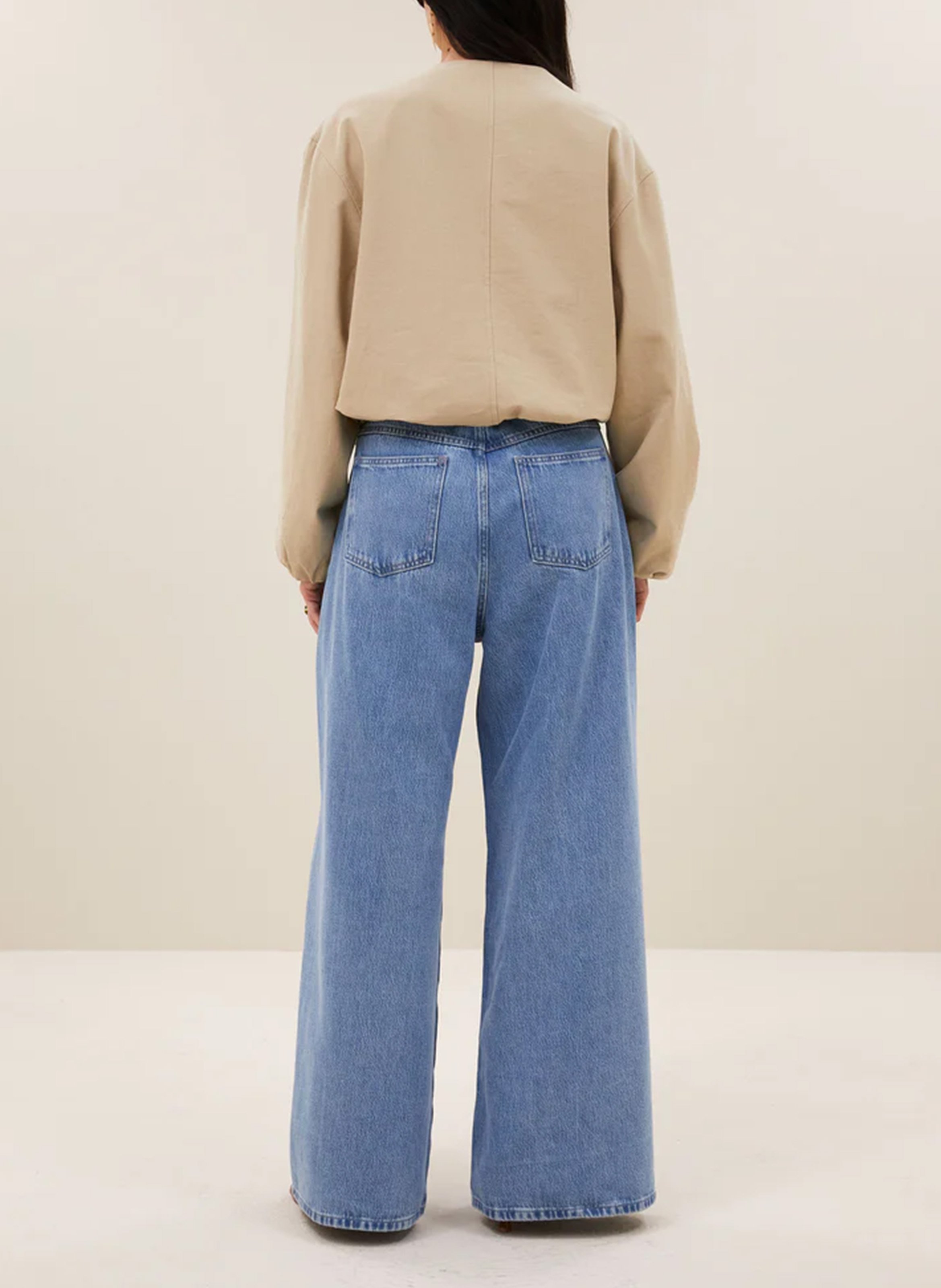 Veste oversize col rond en coton et lin mélangé BY BAR Beige