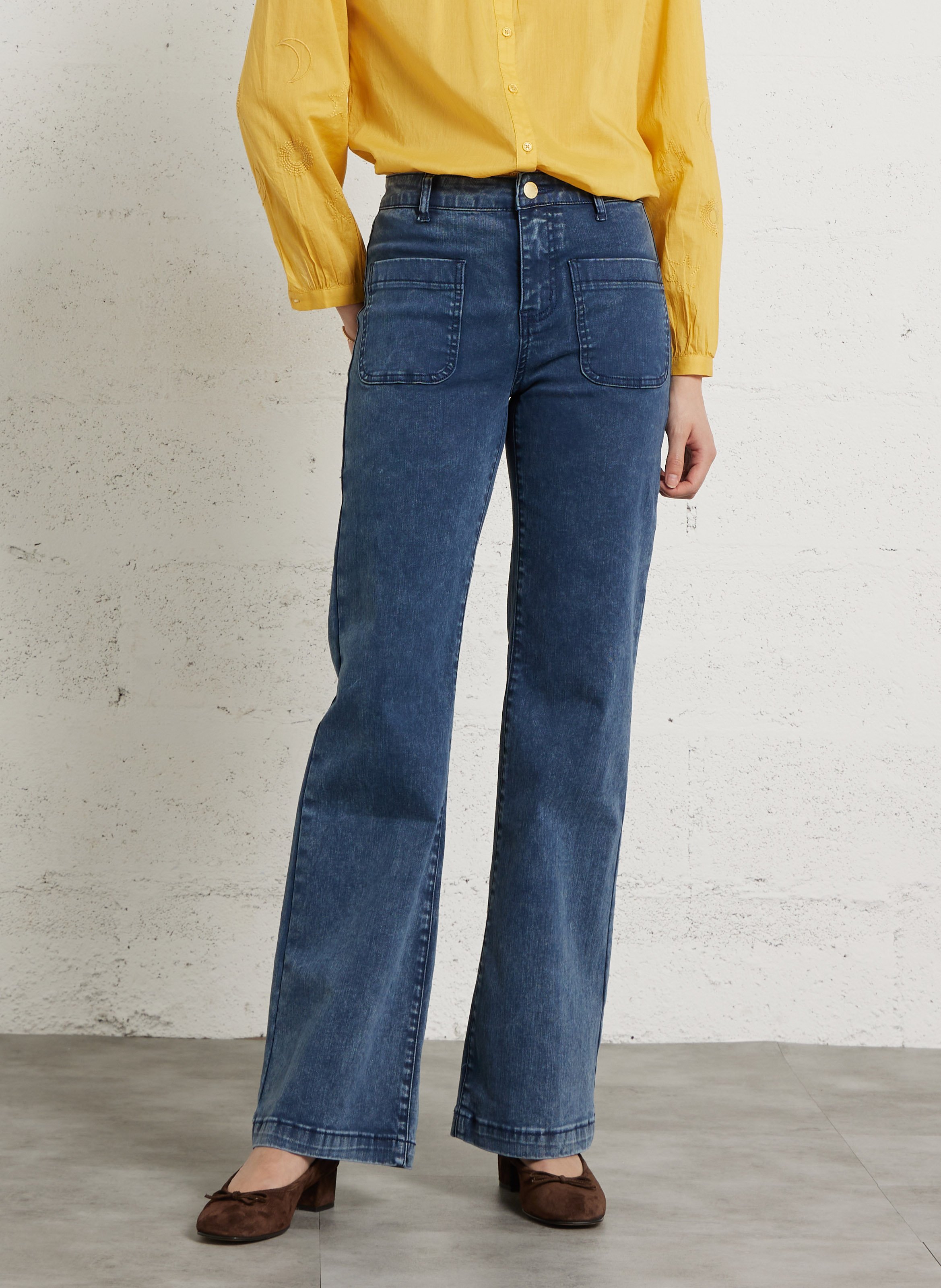 Jean flare en coton mélangé LA PETITE ETOILE Bleu