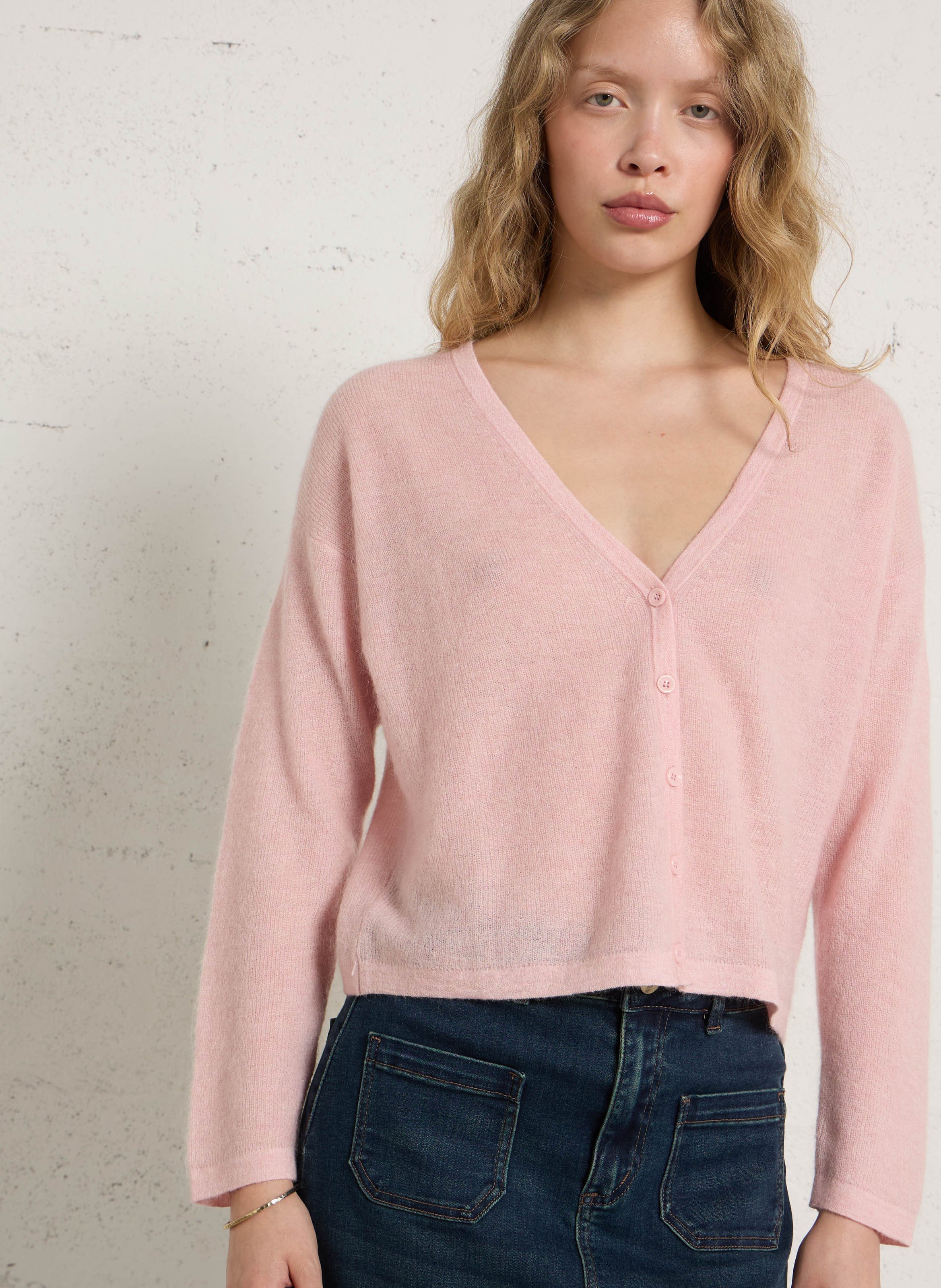 Gilet droit col V en maille MAISON 123