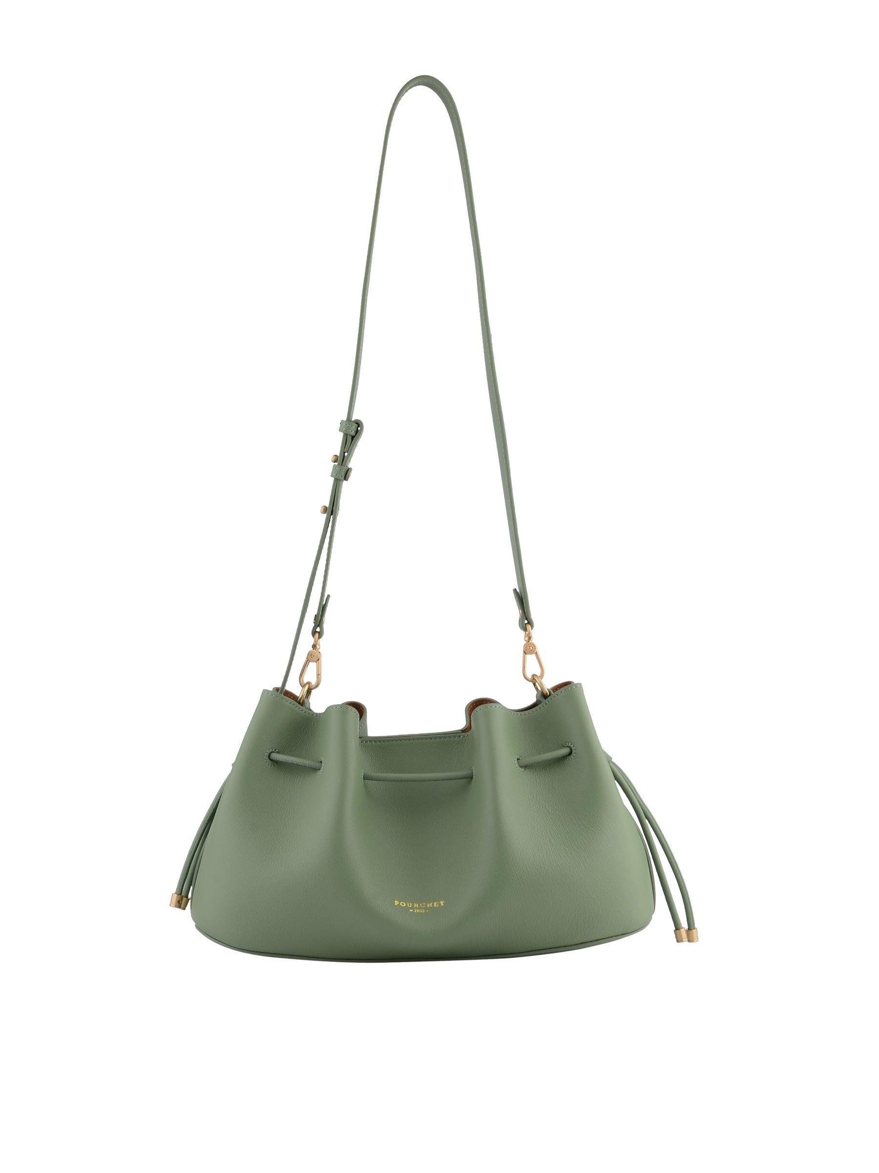 Calfskin leather shoulder bag POURCHET Green