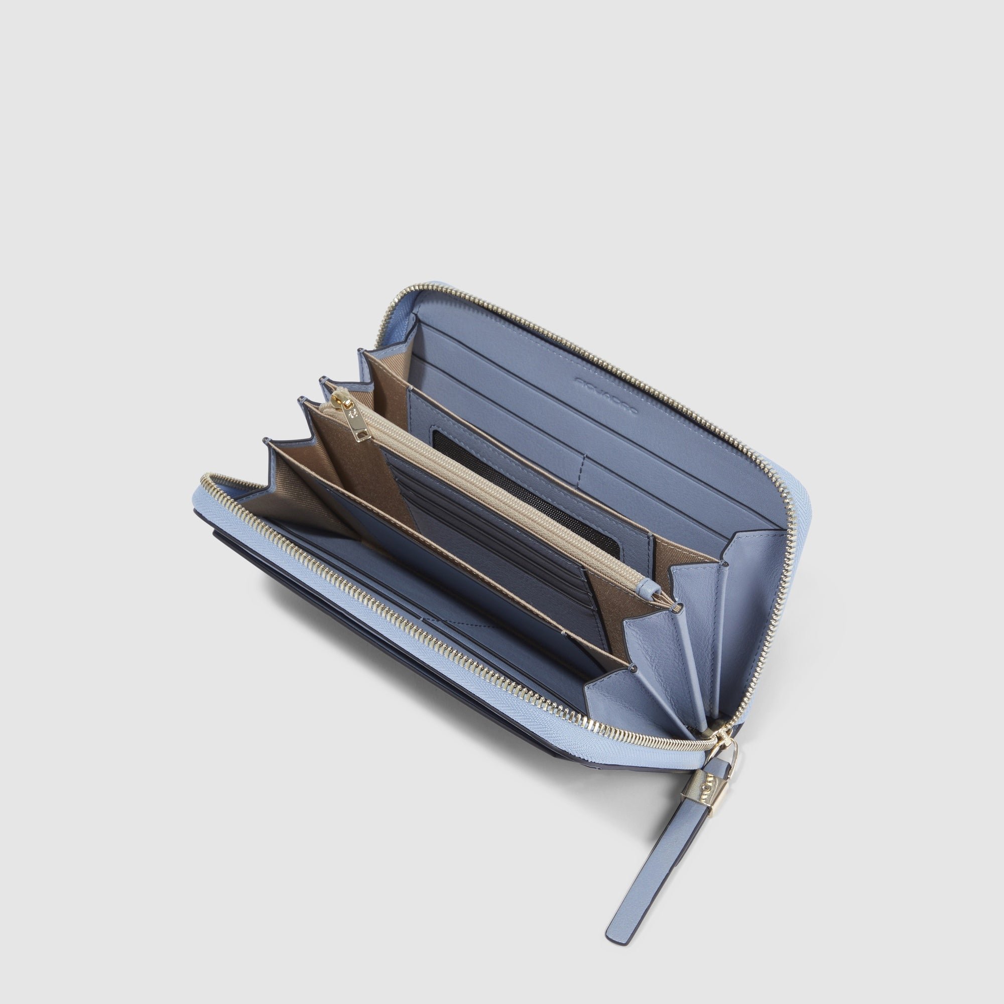 Women's zip-around wallet with four compartments Blue