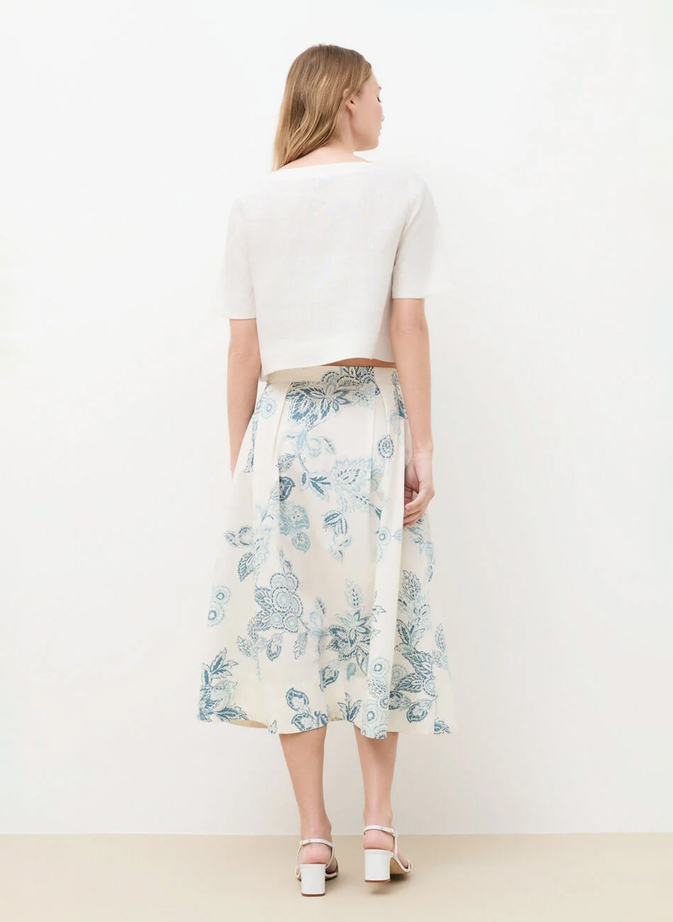 Flared cotton midi skirt CAROLL Beige