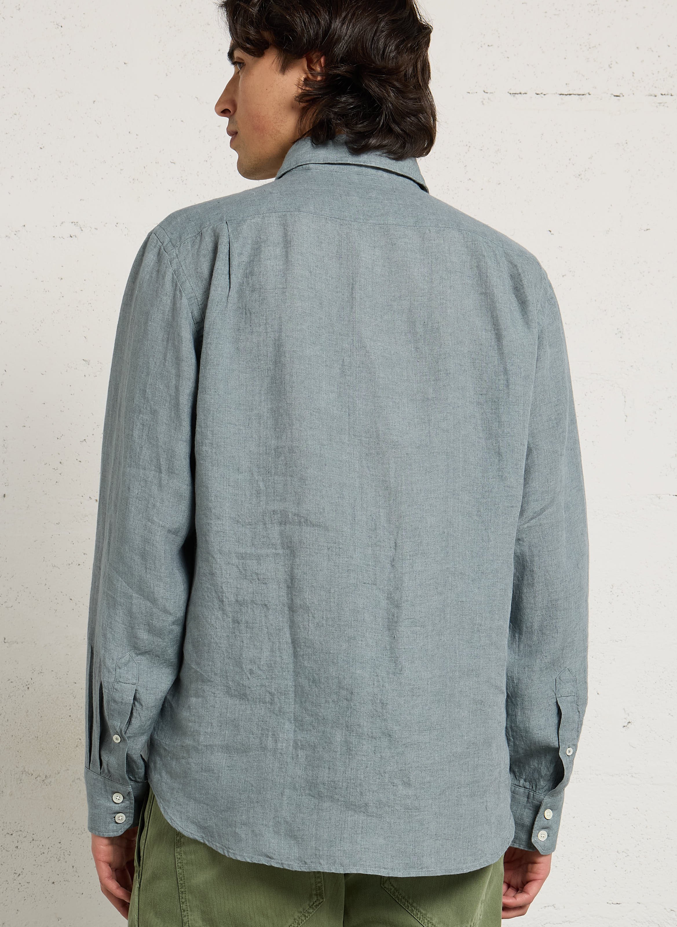 Chemise col classique en lin HARTFORD Vert