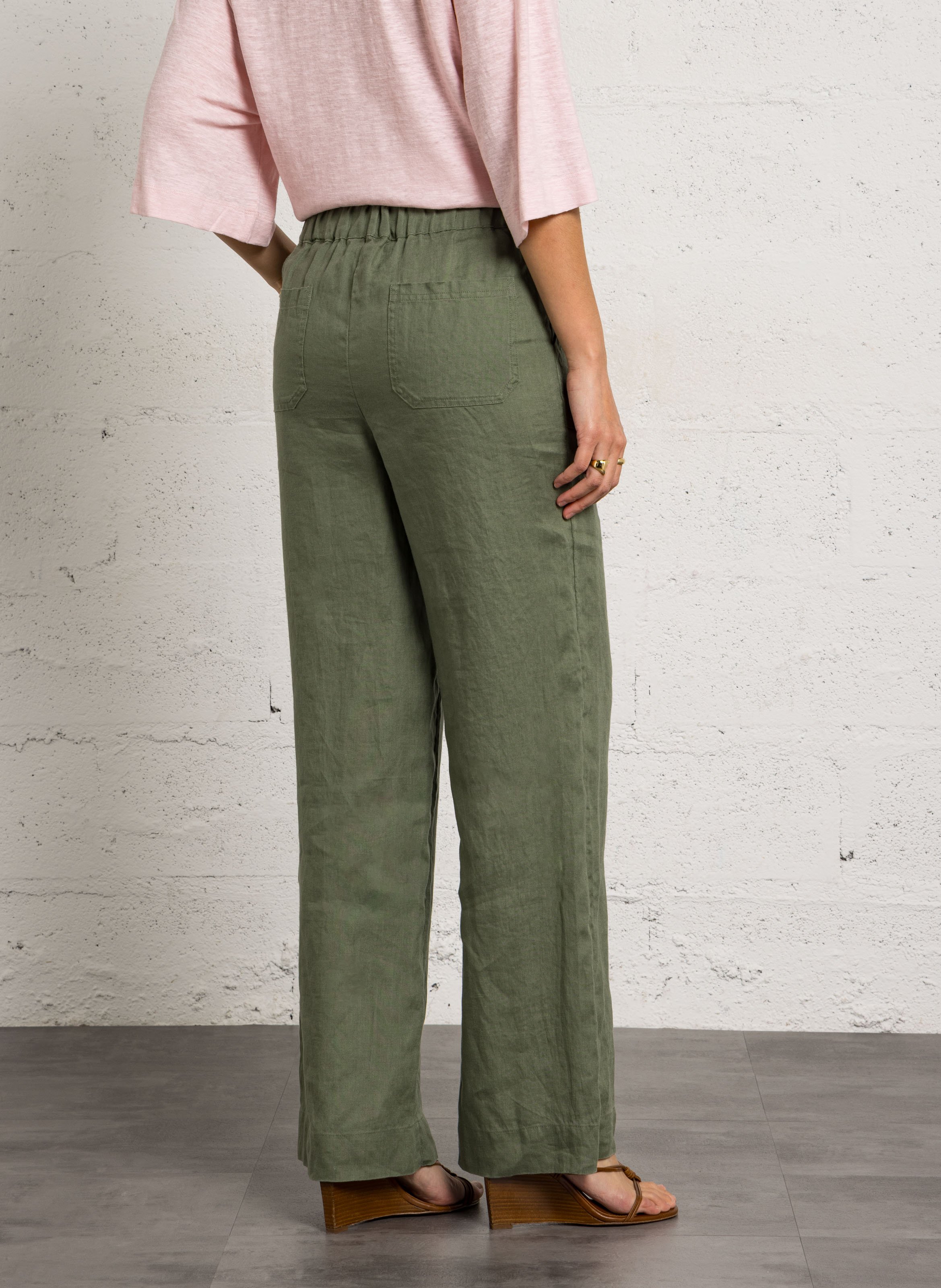 Straight linen trousers MAISON 123 Green