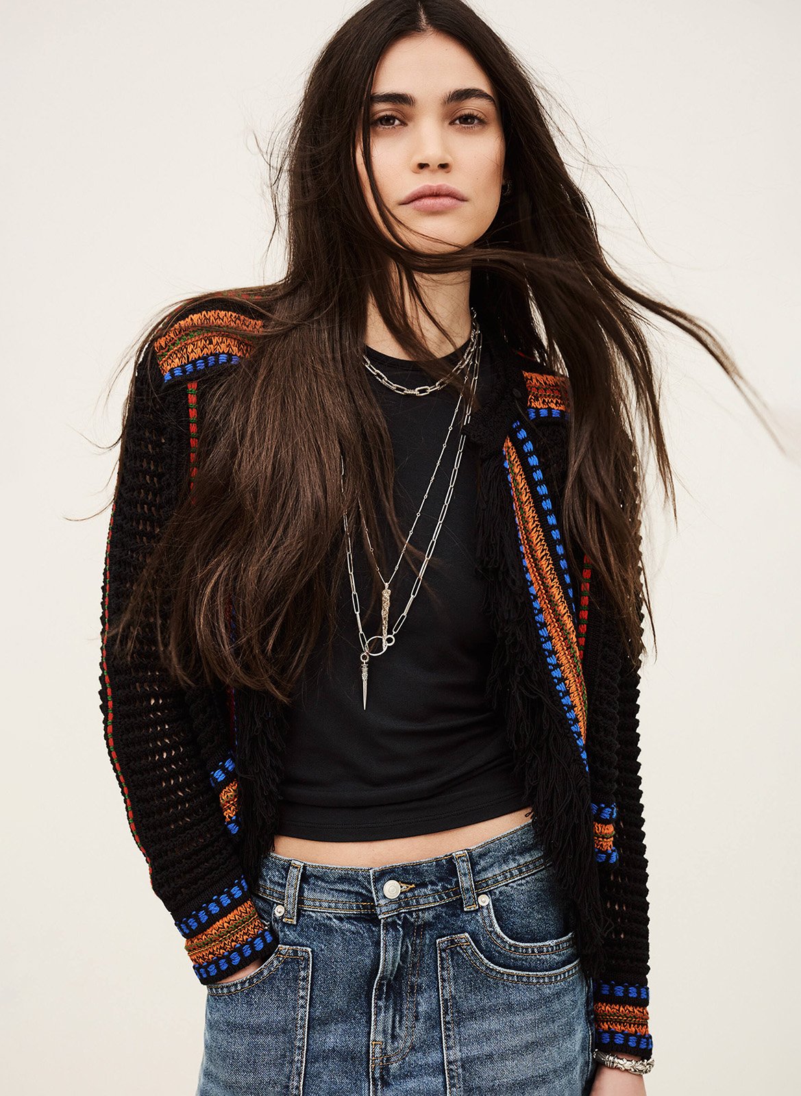 Gilet en crochet col rond BA&SH Multicolore