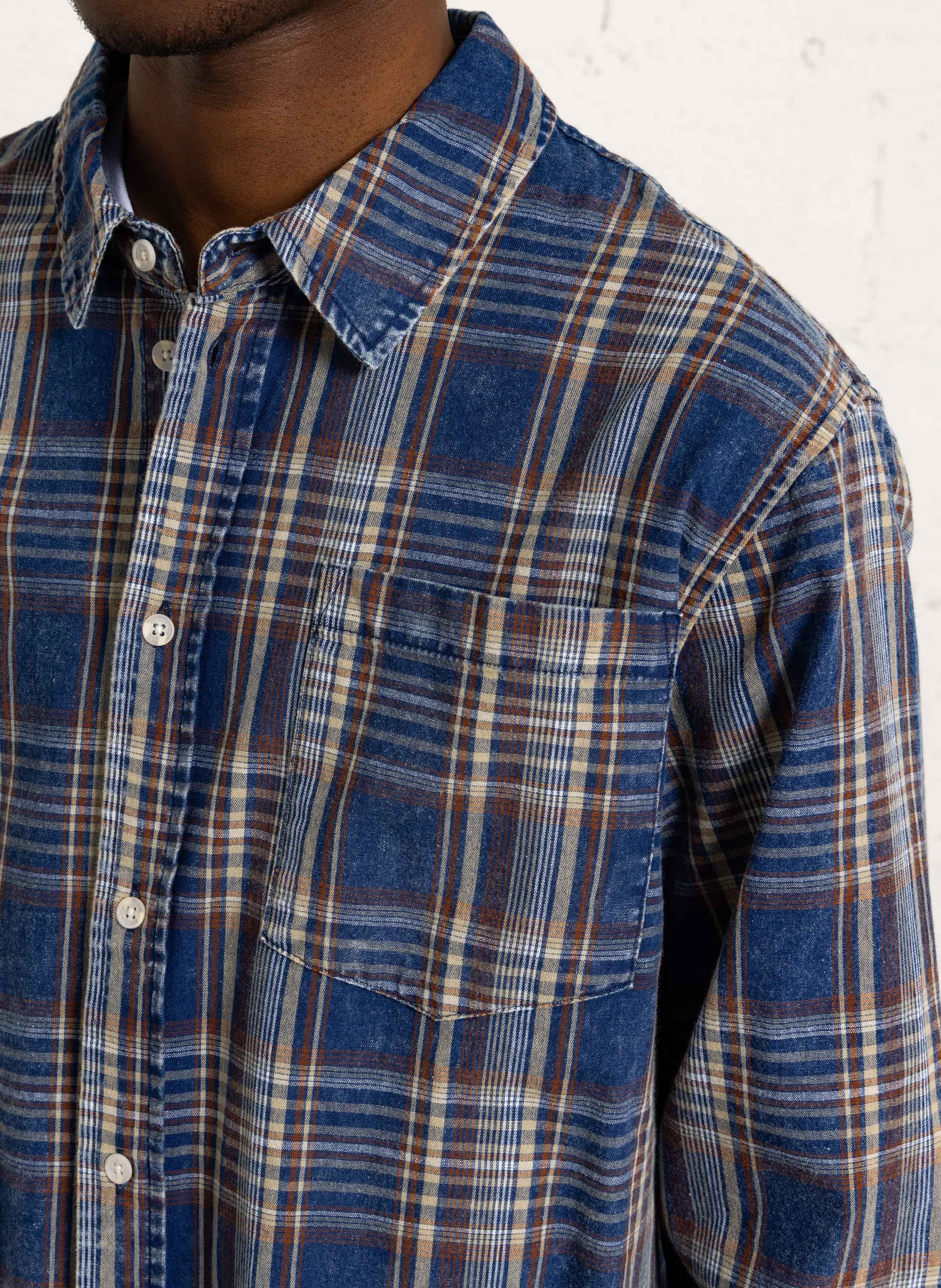 Chemise à carreaux effet vieilli SOLID Bleu