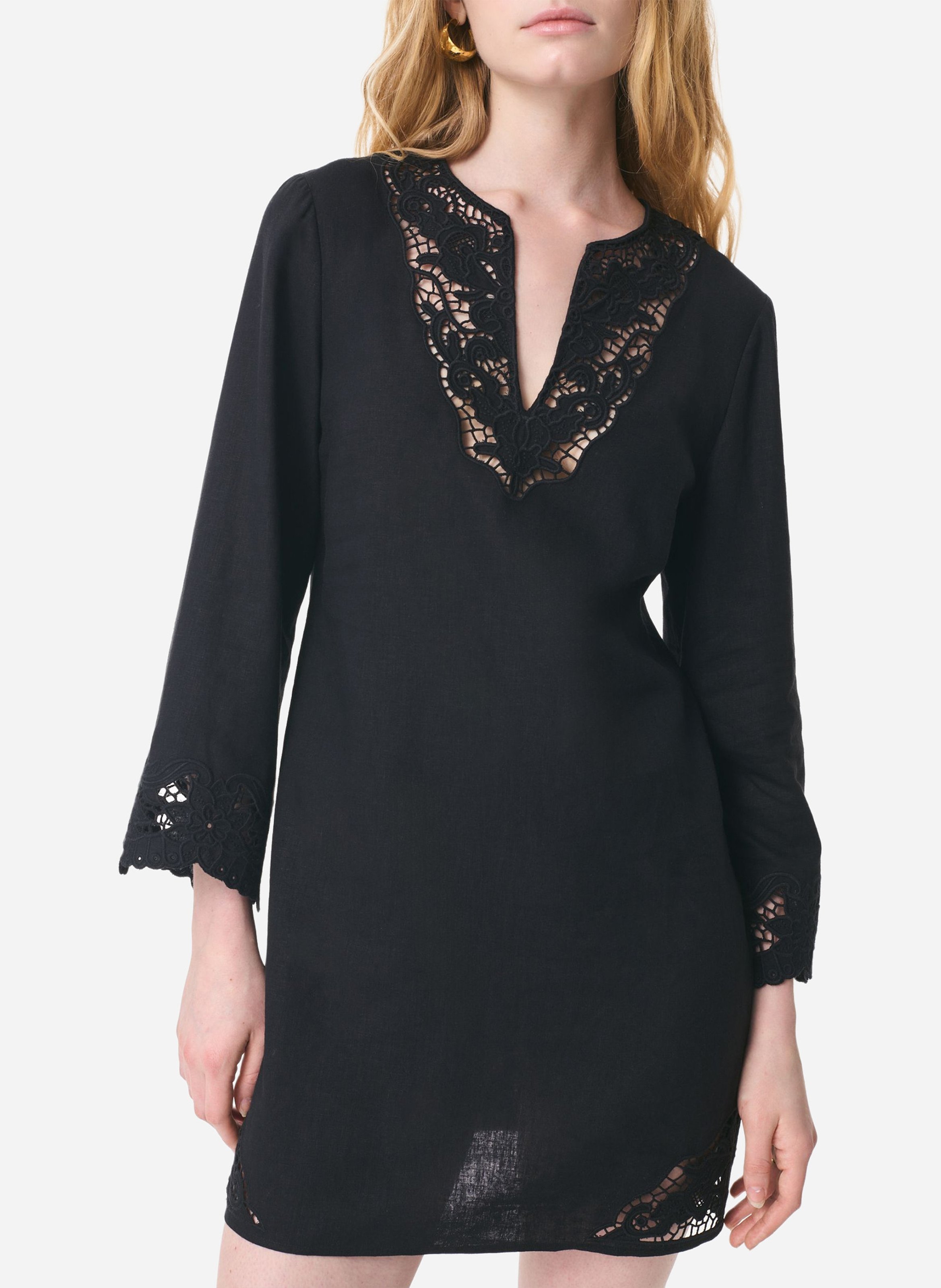 Robe courte à broderies ajourées VANESSA BRUNO Noir