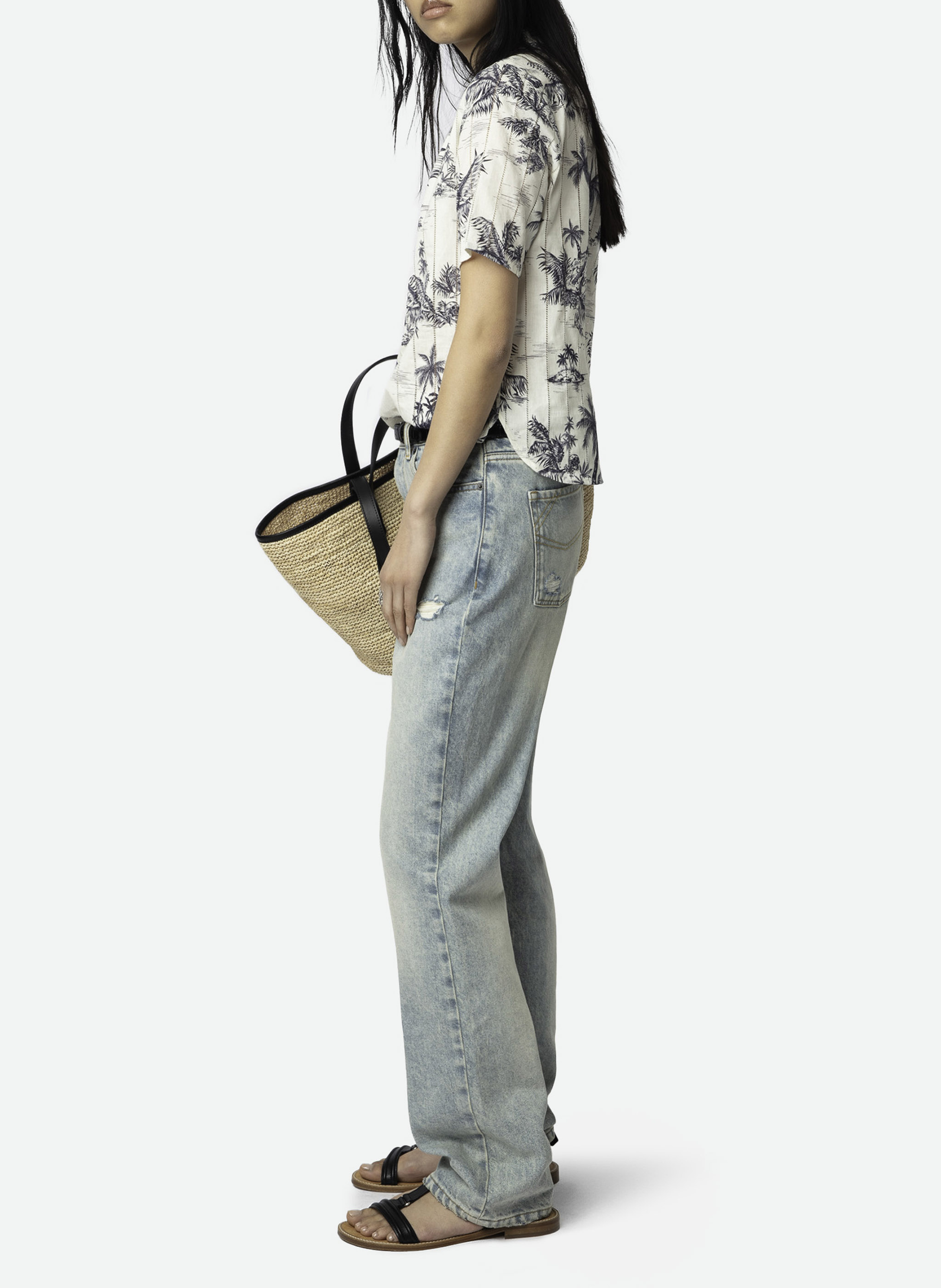 Baumwollbluse mit Rundhalsausschnitt ZADIG&VOLTAIRE Beige