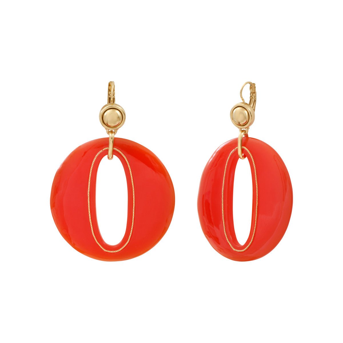 Sleeper earrings in gold-plated finish SATELLITE PARIS Red