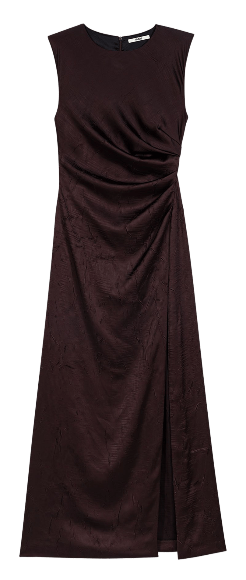 Long draped satin dress MAJE Brown