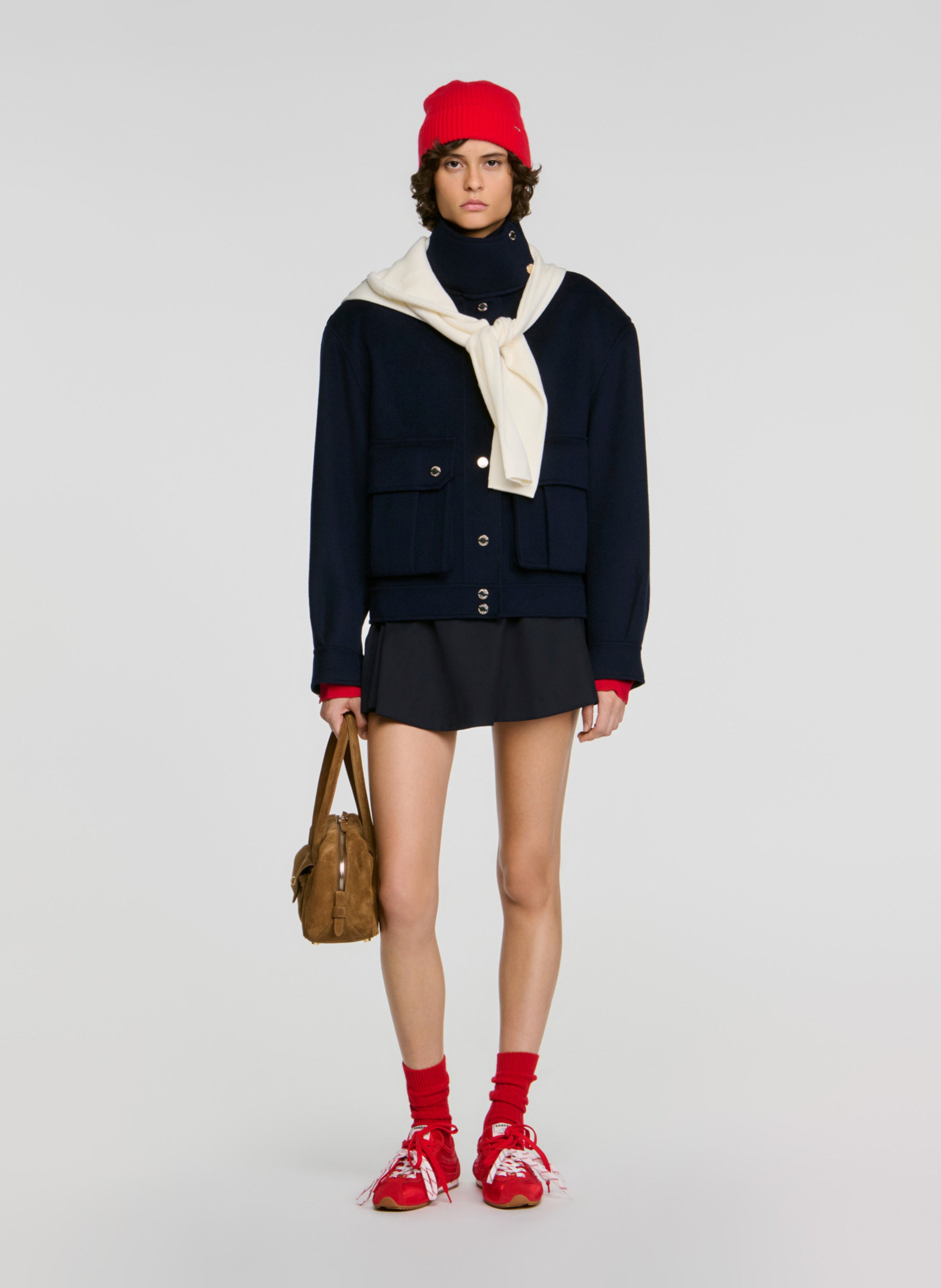 Straight wool jacket SANDRO Blue