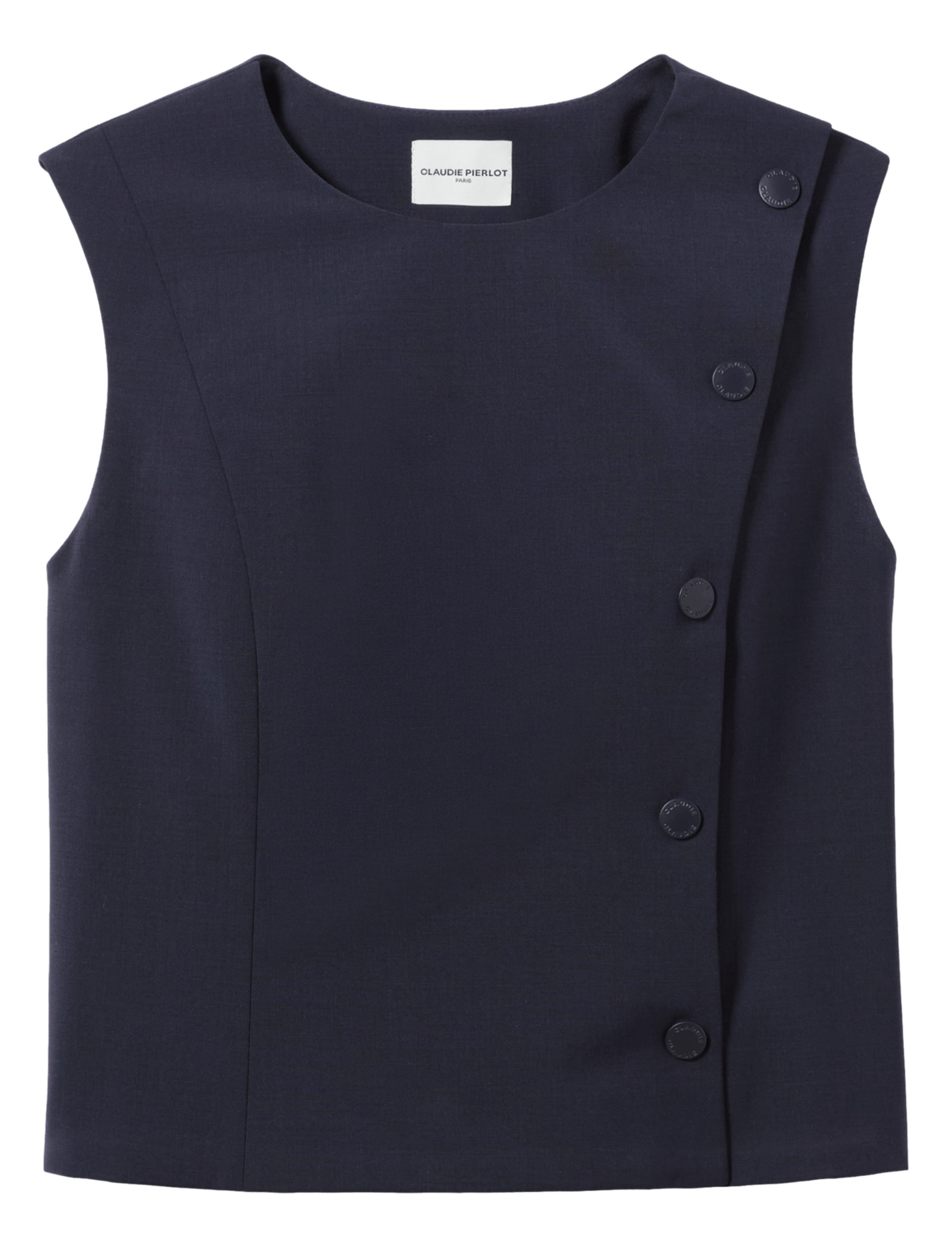 Sleeveless straight top with a round neck CLAUDIE PIERLOT Blue