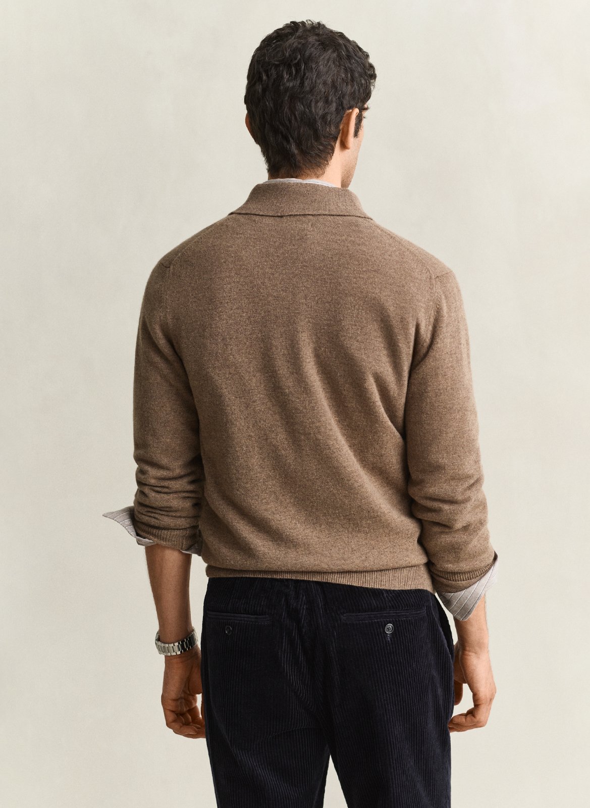 Pull droit col polo en laine GANT Marron