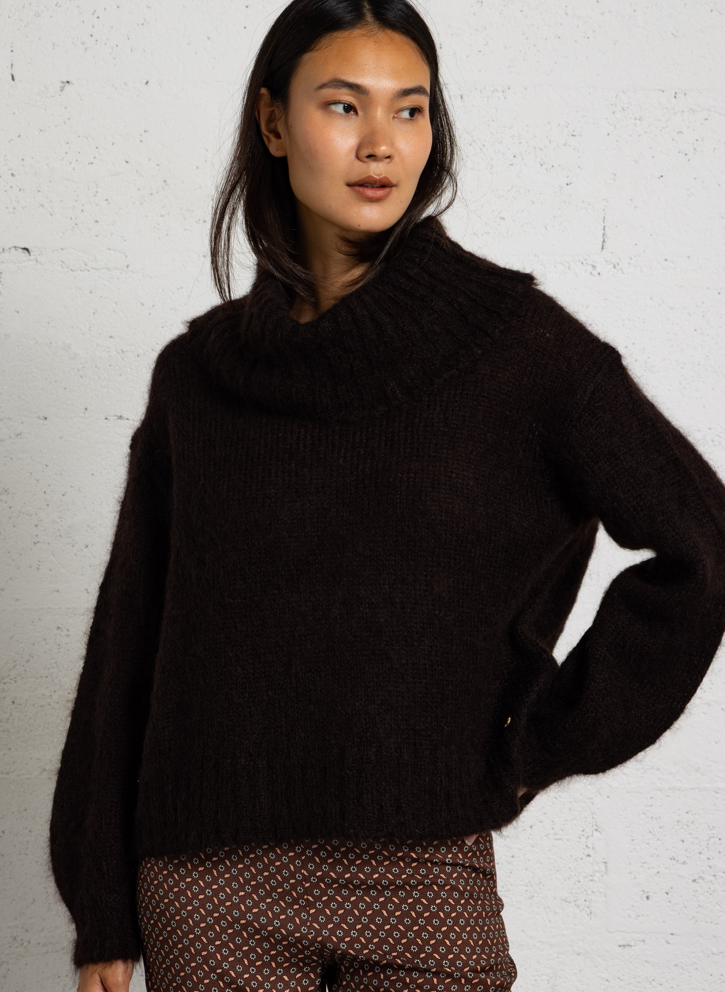 Mohair-blend roll-neck sweater DES PETITS HAUTS Brown