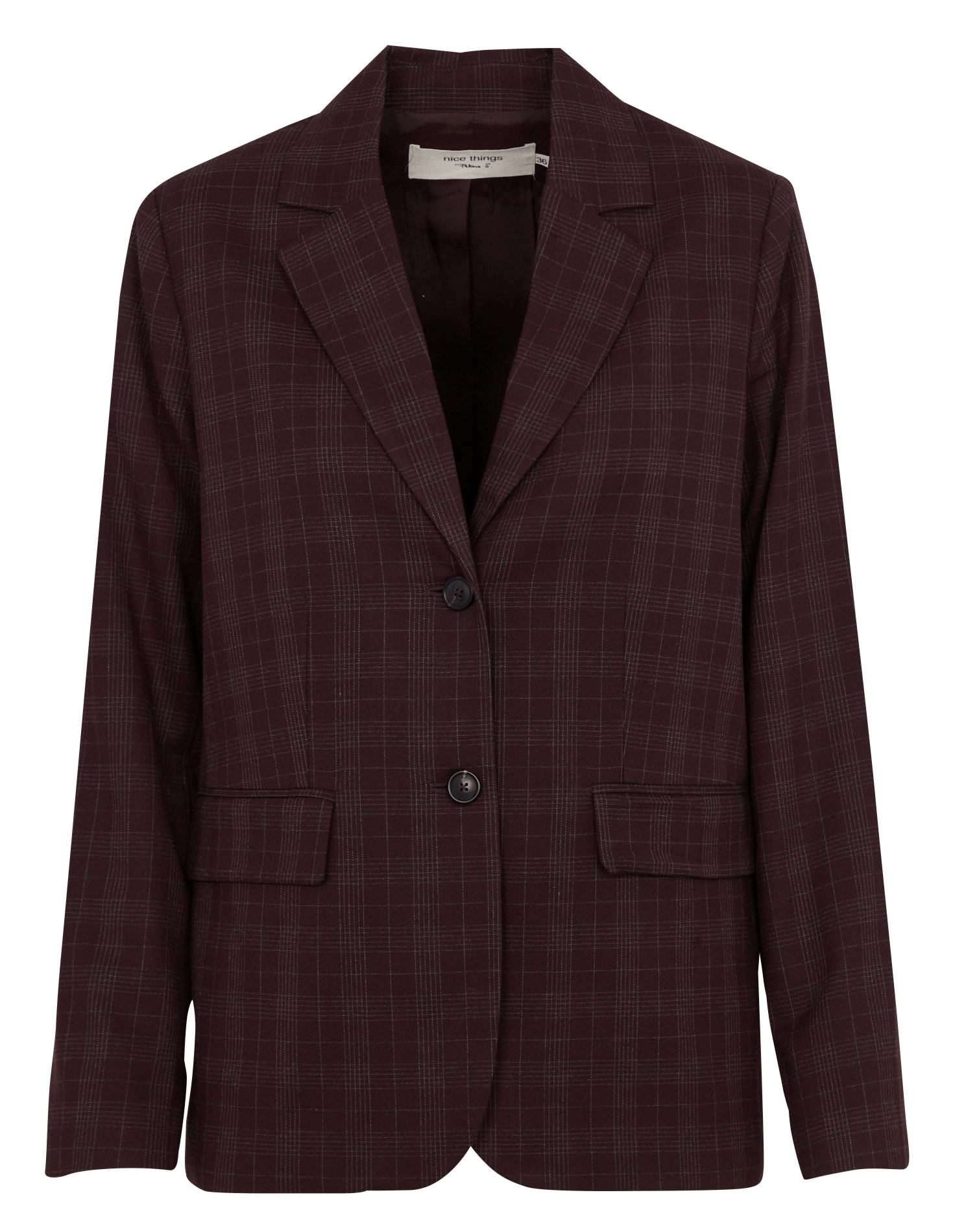 Veste tailleur droite à carreaux NICE THINGS Prune