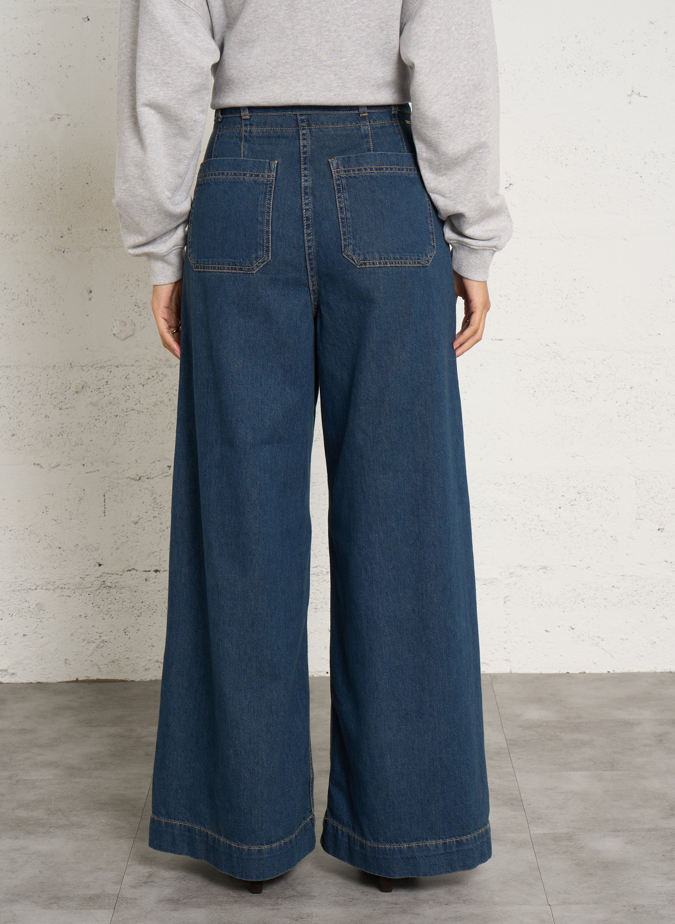 Wide-leg jeans with cotton belt IKKS Blue
