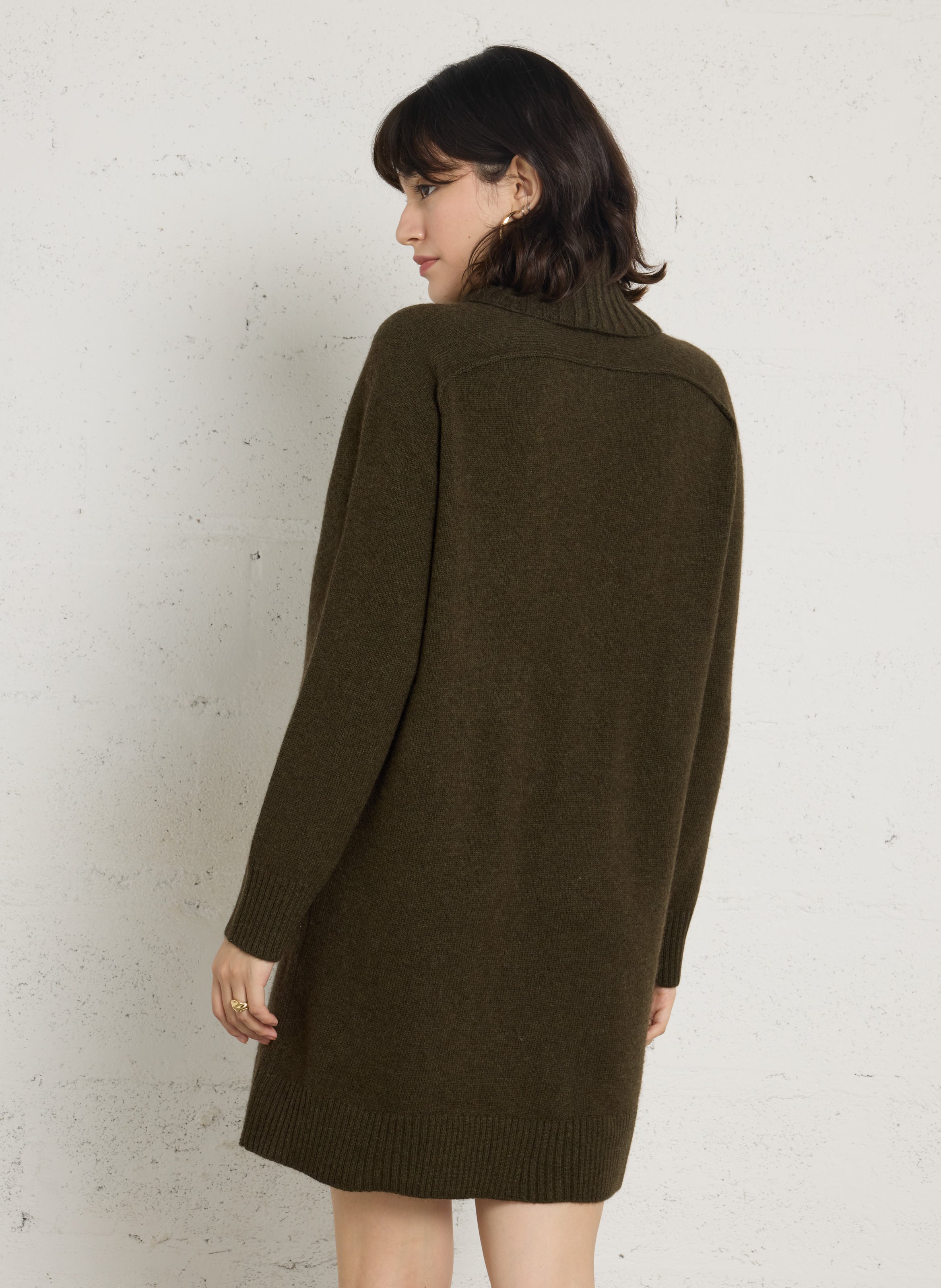 Robe pull col montant en laine mélangé MAISON 123 Kaki
