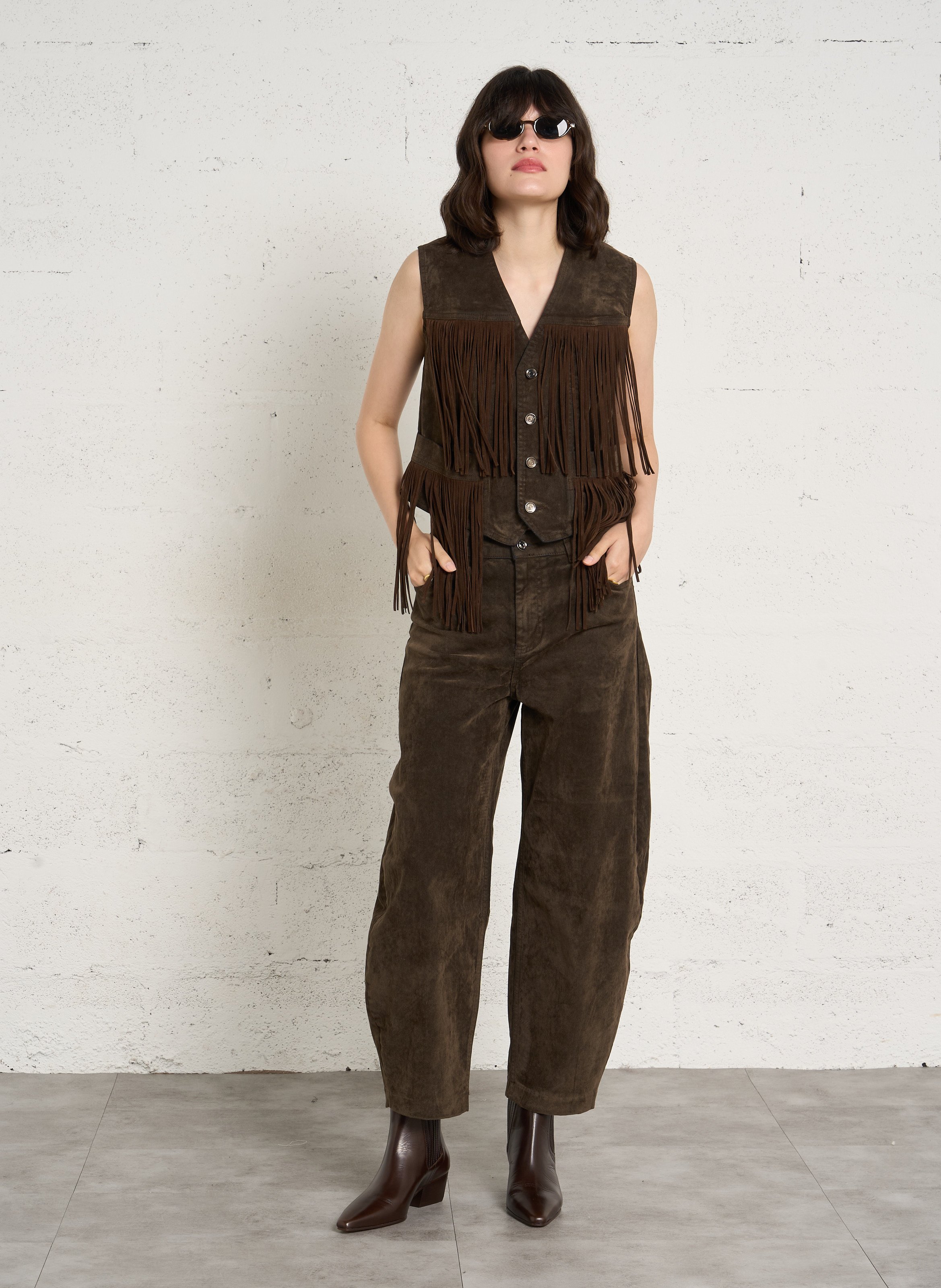 Sleeveless fringed vest in a cotton blend LIU JO Blue