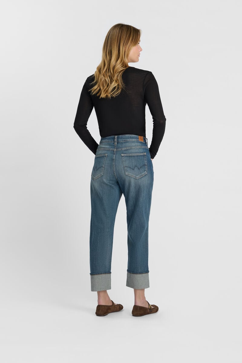 High-waisted loose-fit zip jeans LE TEMPS DES CERISES Blue